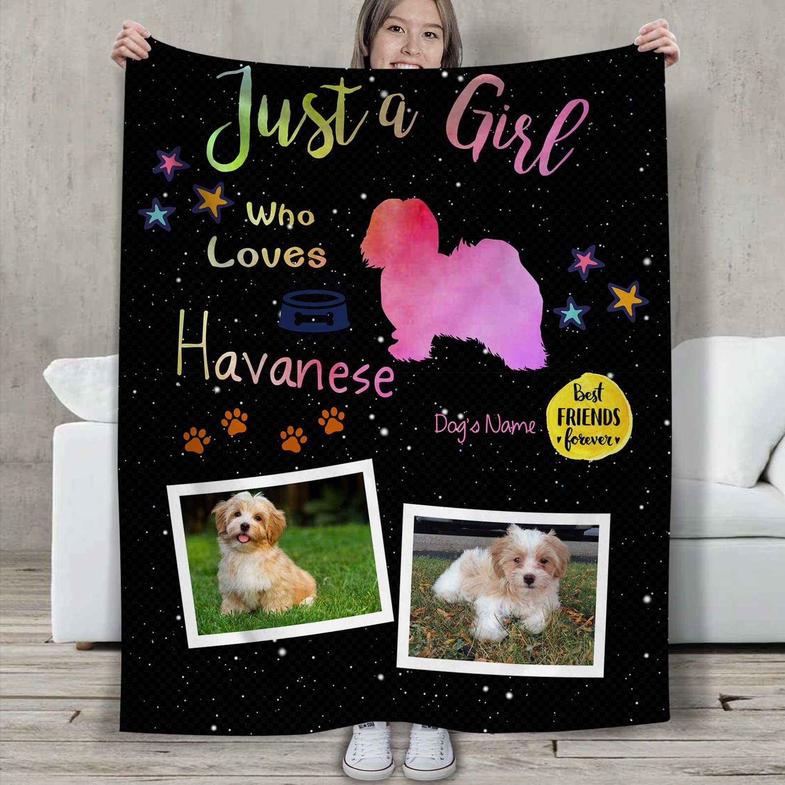 Personalized Havanese Dog Memorial Blanket - Custom Pet Loss Gift for Dog Lovers, Sympathy Gift for Women - Cozy Remembrance Blanket for Grieving Pet Owners | Perfect for Comfort, Memorial Services & Home Decor