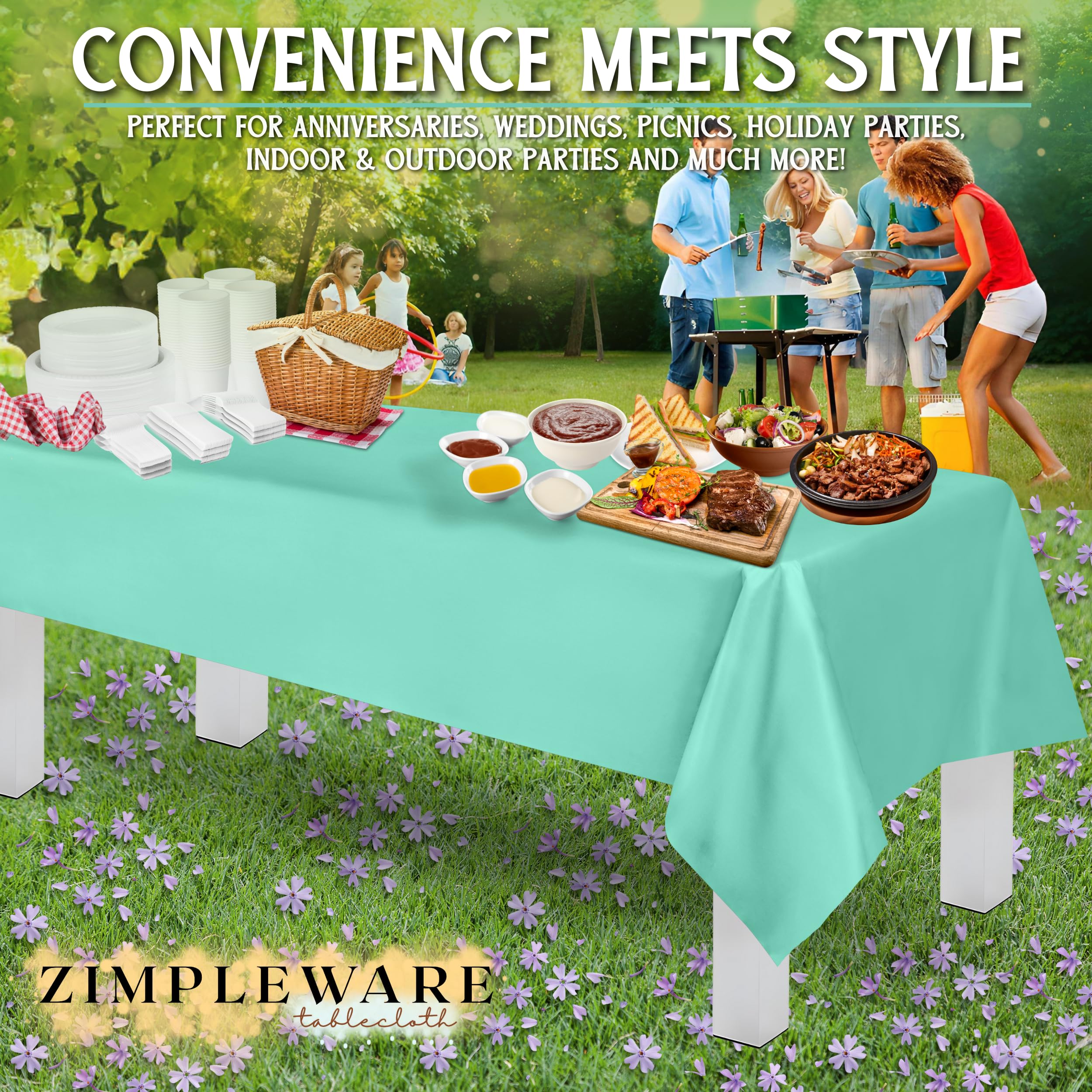 Premium Disposable Plastic Tablecloth (6-Pack) - 54