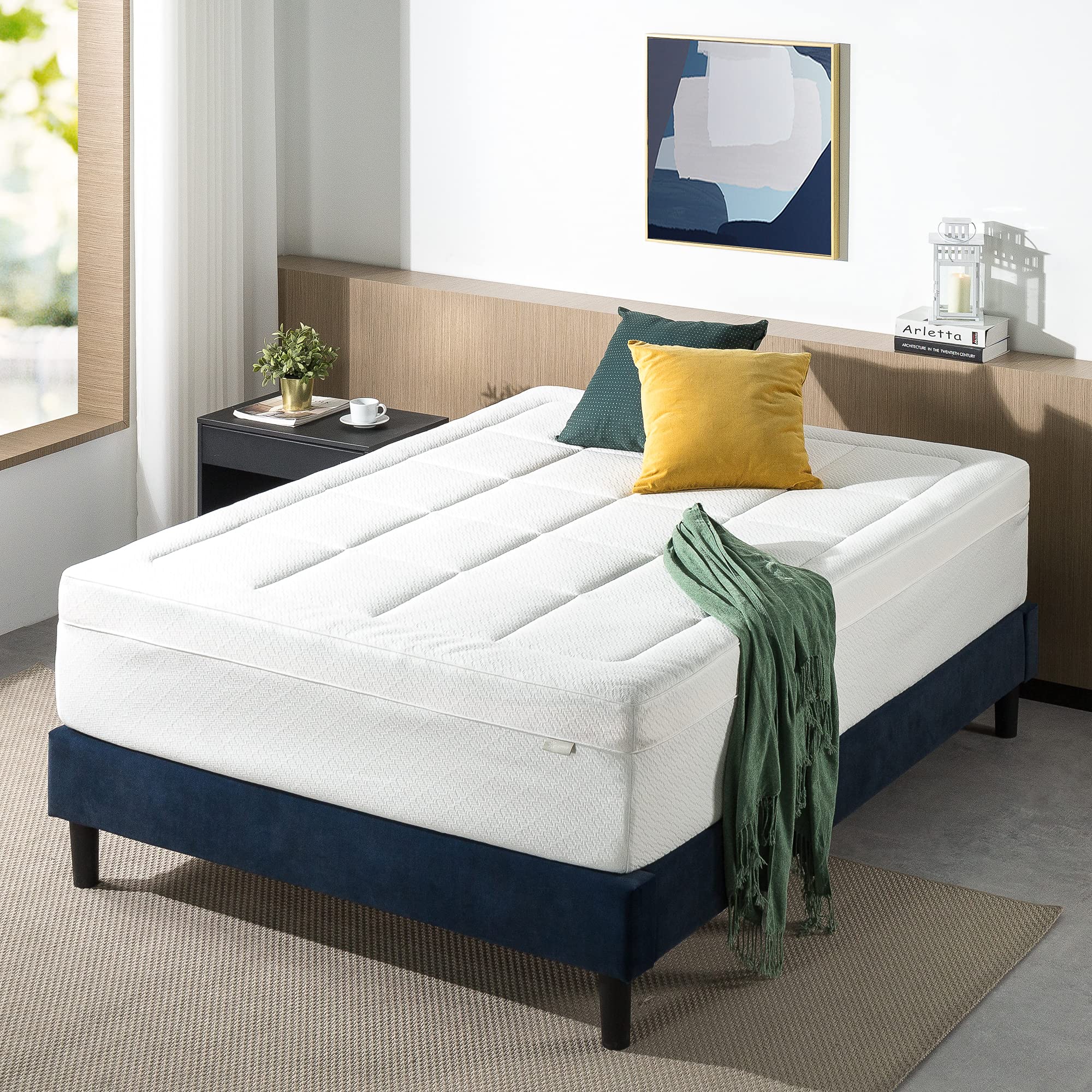 ZINUS 4 Inch Cooling Gel Memory Foam Mattress Topper - Twin Size, Quilted Plush Cover with Green Tea Infusion for Pressure Relief & Back Pain - Perfect for Guest Beds, Dorm Rooms & Home Comfort Upgrade