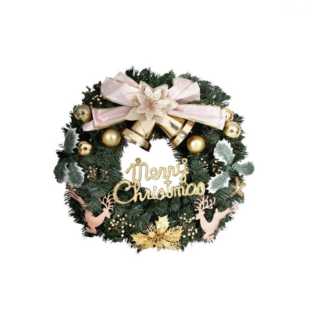 60CM Christmas Wreath with Garland Flowers & Baubles - Holiday Party Decorations for Front Door, Fireplace Mantel & Wall Decor