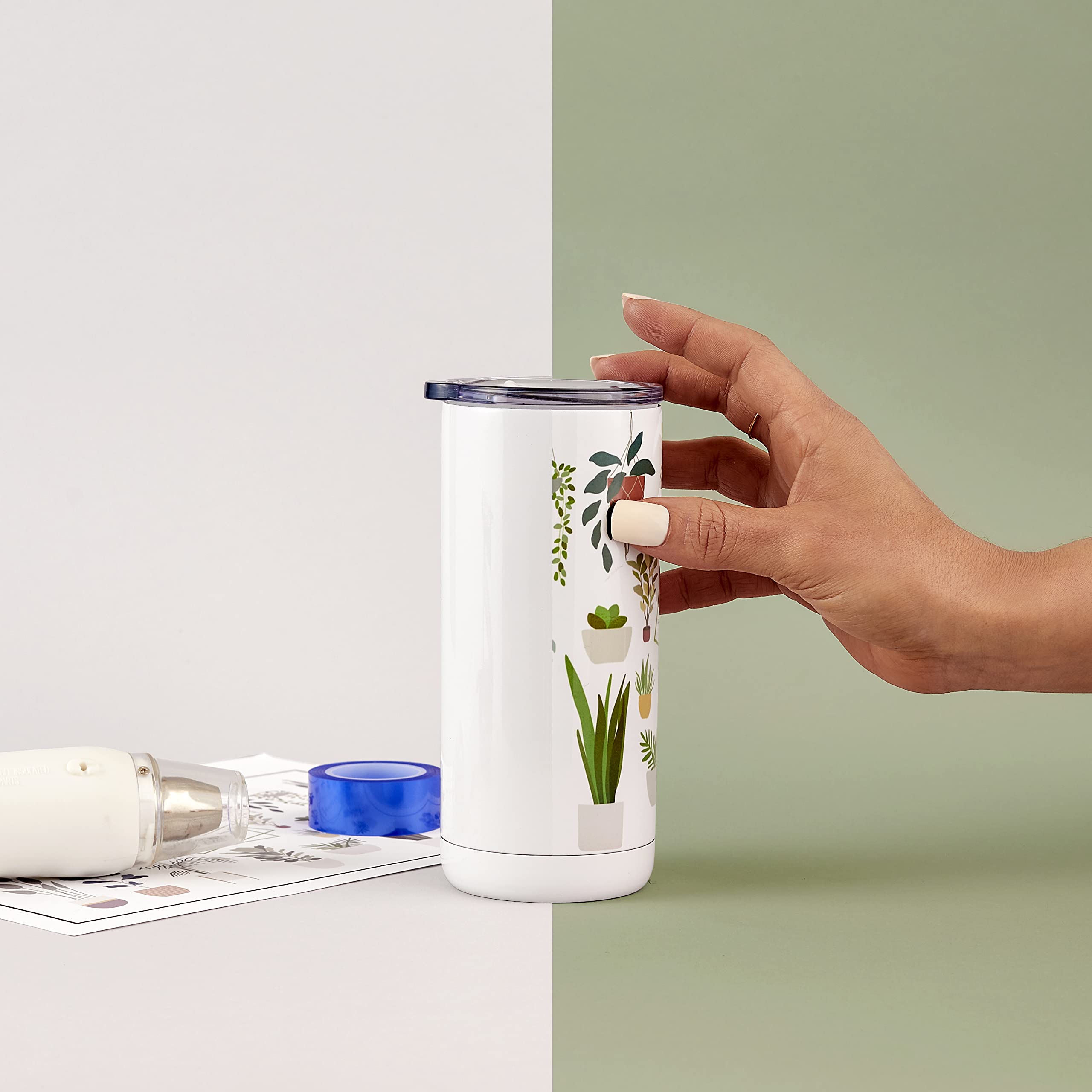 Maars Skinny Steel 20oz Sublimation Blank Tumblers - Polymer Coated Slim Tapered Stainless Steel Cups with Lid & Straw, Gloss White (2 Pack) - Perfect for Custom Gifts, Promotional Events & Everyday Hydration