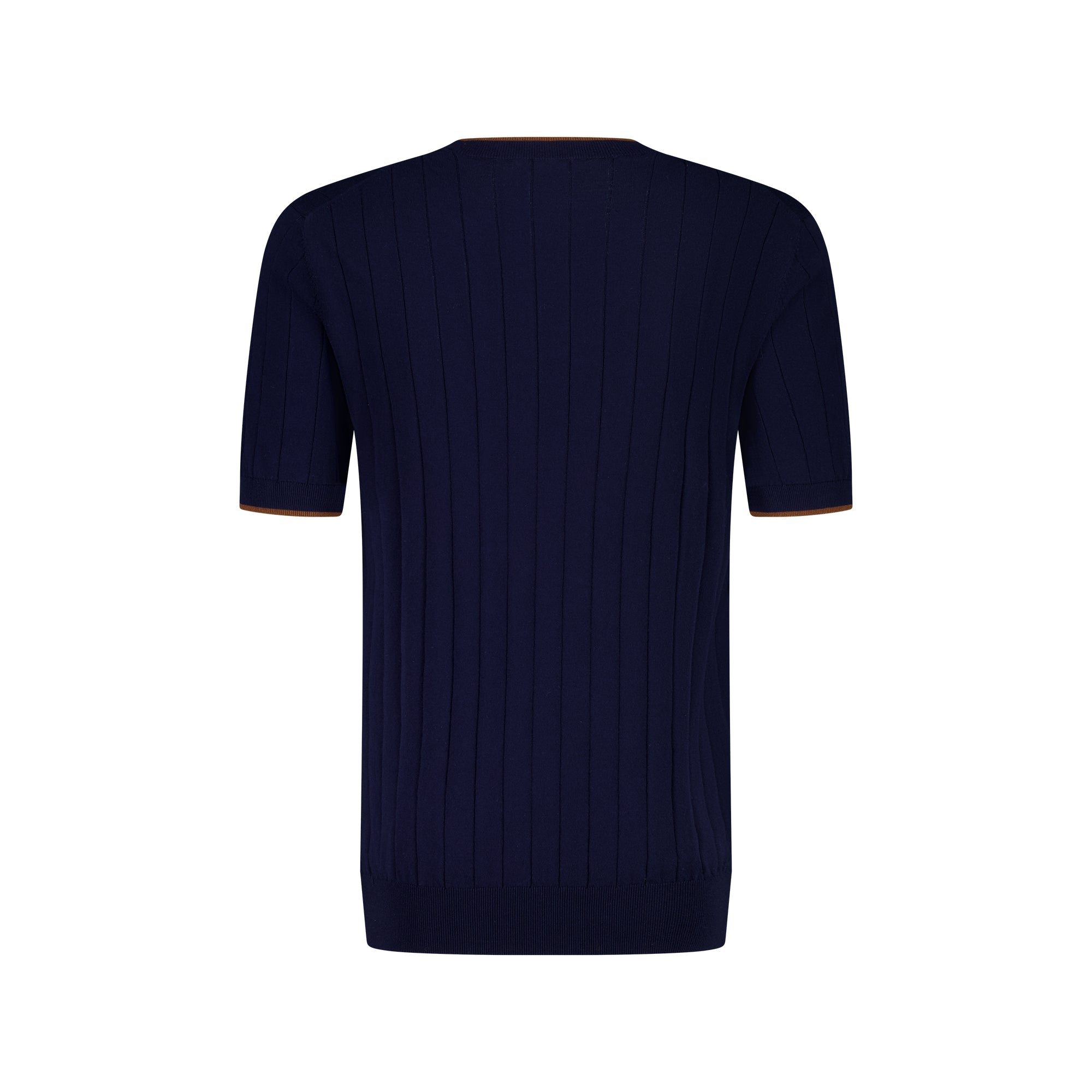 MCKINNON Ribbed Crewneck Shirt for Men - Soft Cotton Stretch Slim Fit T-Shirt - Navy Blue Casual Top for Everyday Wear | Perfect for Work, Date Night & Weekend Outfits