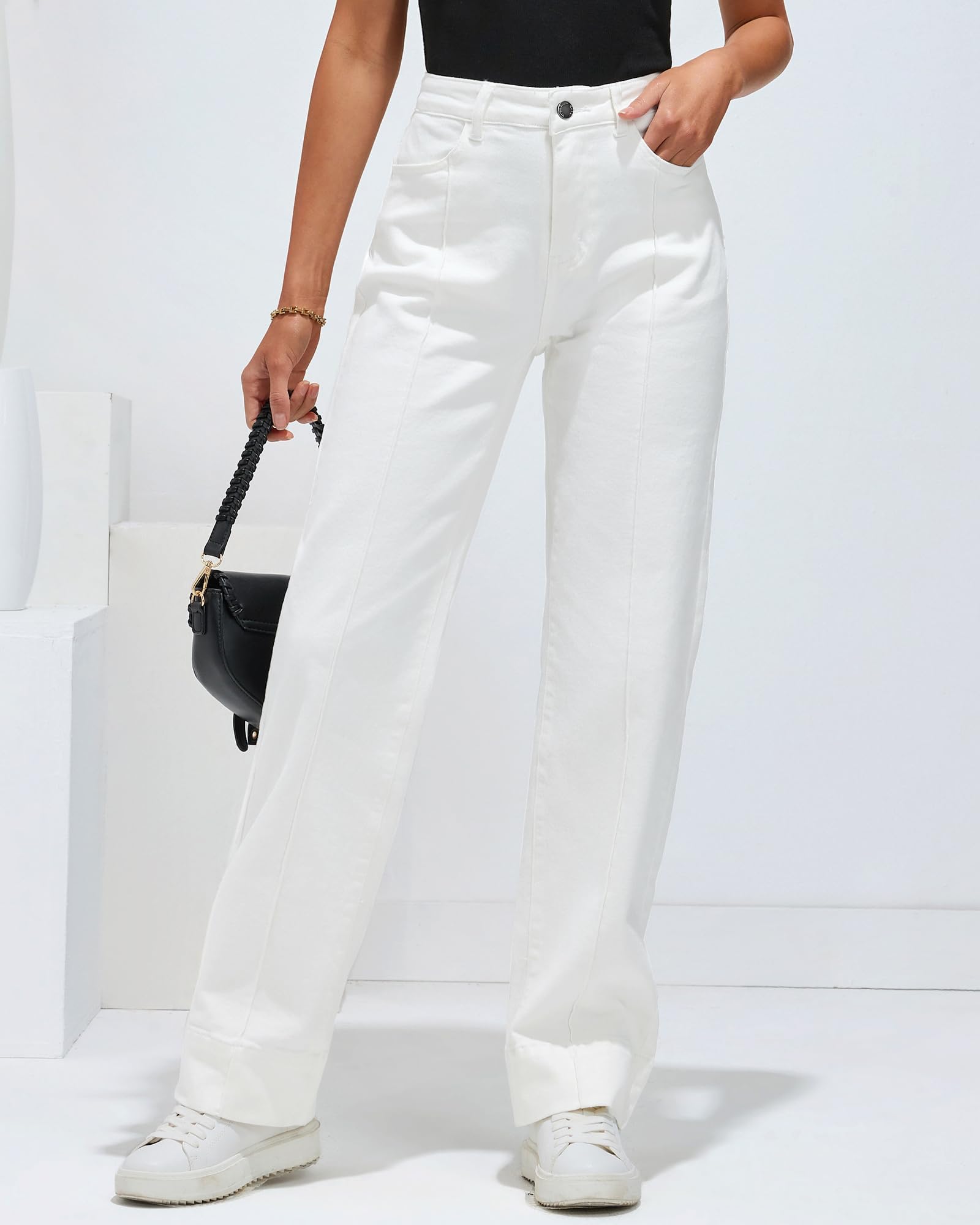 **Luvamia Women's Wide Leg Jeans - High Waist Stretchy Denim Pants, Trendy Straight Leg Baggy Jeans for Casual & Chic Outfits**    **Use Cases:** Perfect for everyday wear, office outfits, weekend brunches, or pairing with crop tops and sneakers for a stylish streetwear look.