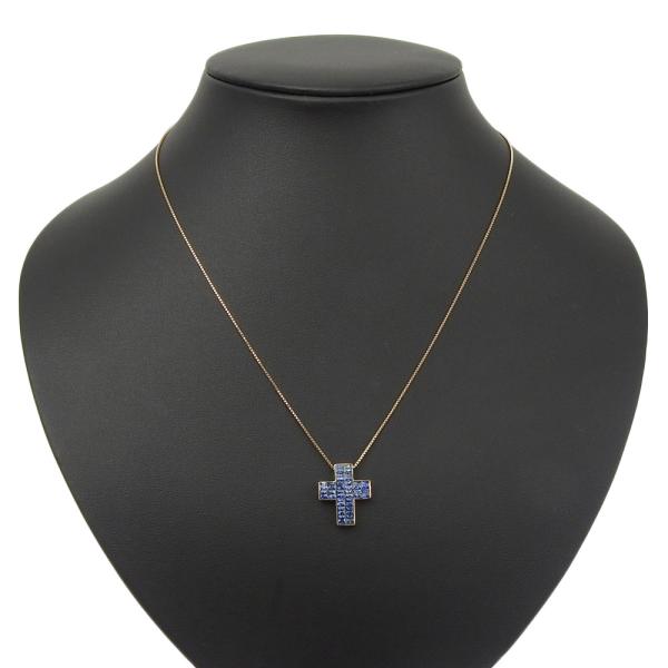 1.85ct Natural Blue Sapphire Mystery Setting Cross Pendant Necklace in 18K Pink Gold - Excellent Condition - Perfect for Weddings, Anniversaries & Special Occasions