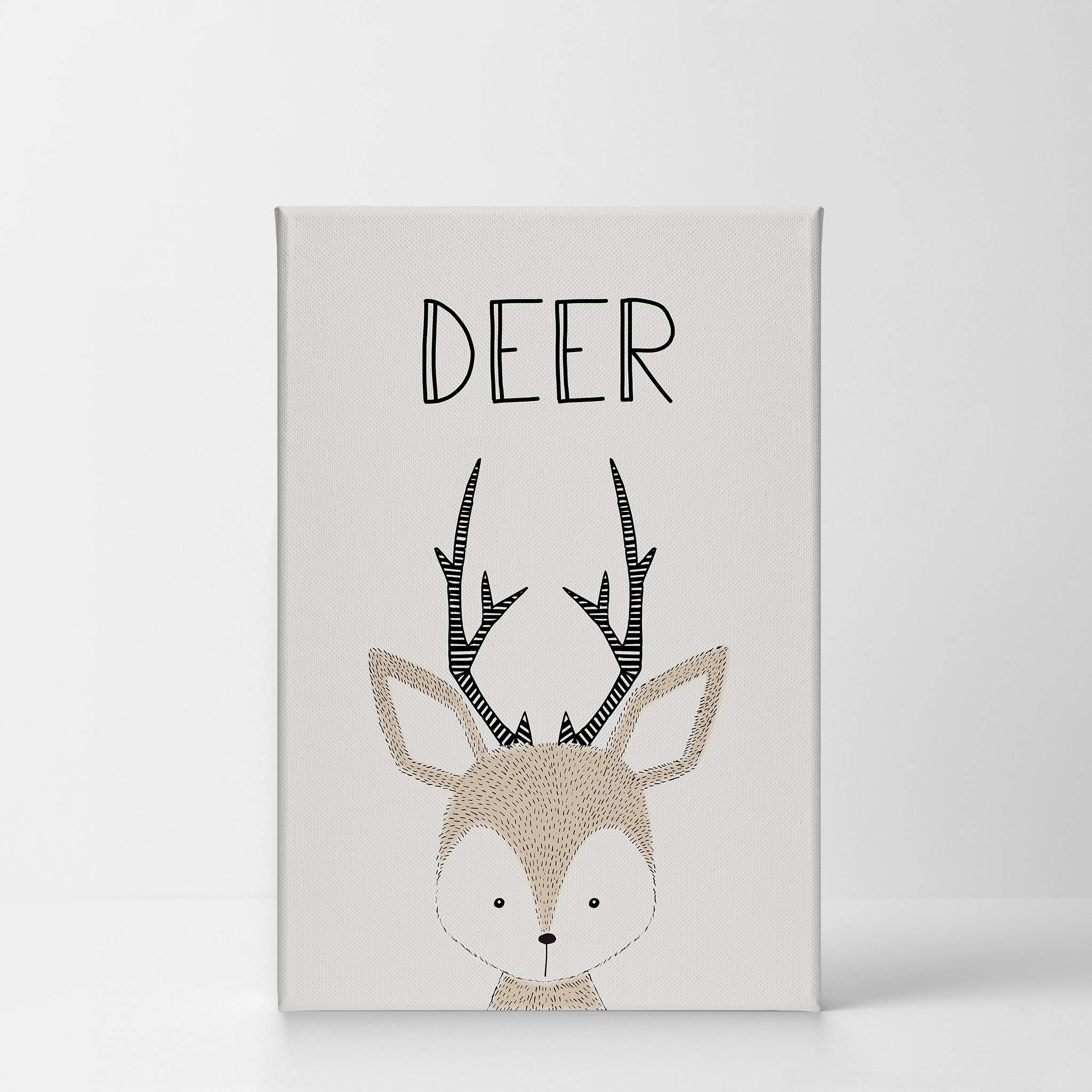 Pretty Deer Painting Canvas Print - Kids Room Decor, Nursery Wall Art with Cream Background, Ready to Hang 12x8 | Made in USA | Perfect for Baby Shower Gifts & Children's Bedroom Decor