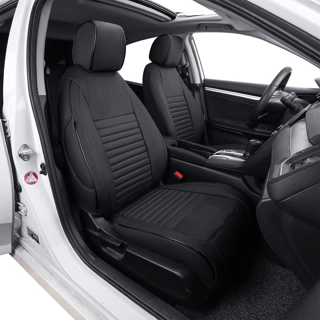 Premium Custom Fit Honda Civic Seat Covers Full Set - Waterproof Leather Car Seat Protectors for 2022-2025 Civic Sedan/Sport/LX Models (Black) | Perfect for Daily Commuting, Road Trips & Interior Protection