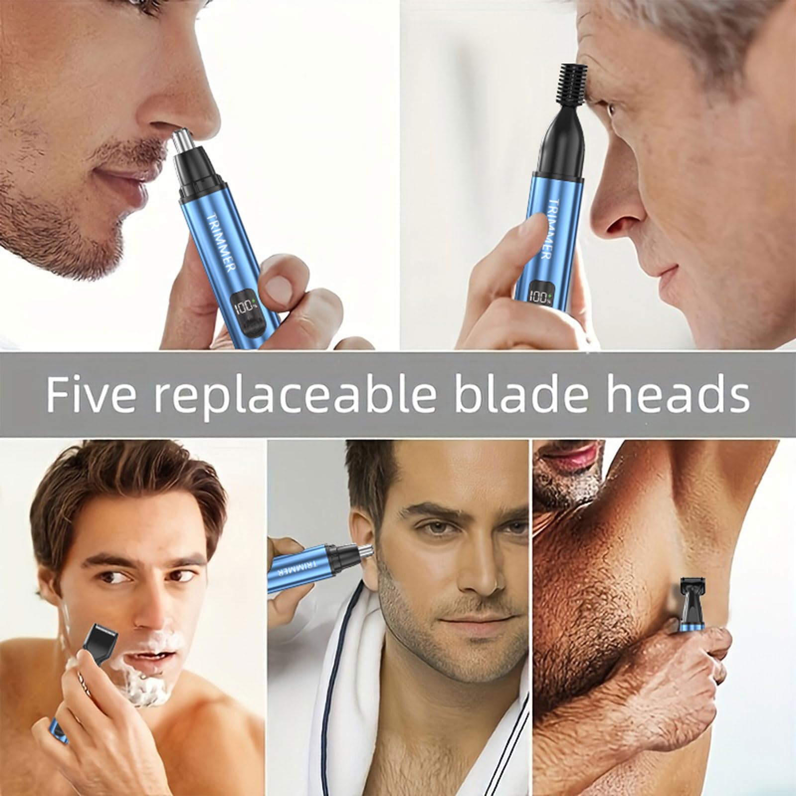 5-in-1 Electric Beard Trimmer & Nose Hair Shaver - Professional Grooming Kit for Men with Multiple Attachments - Perfect for Home, Travel, and Gift Giving