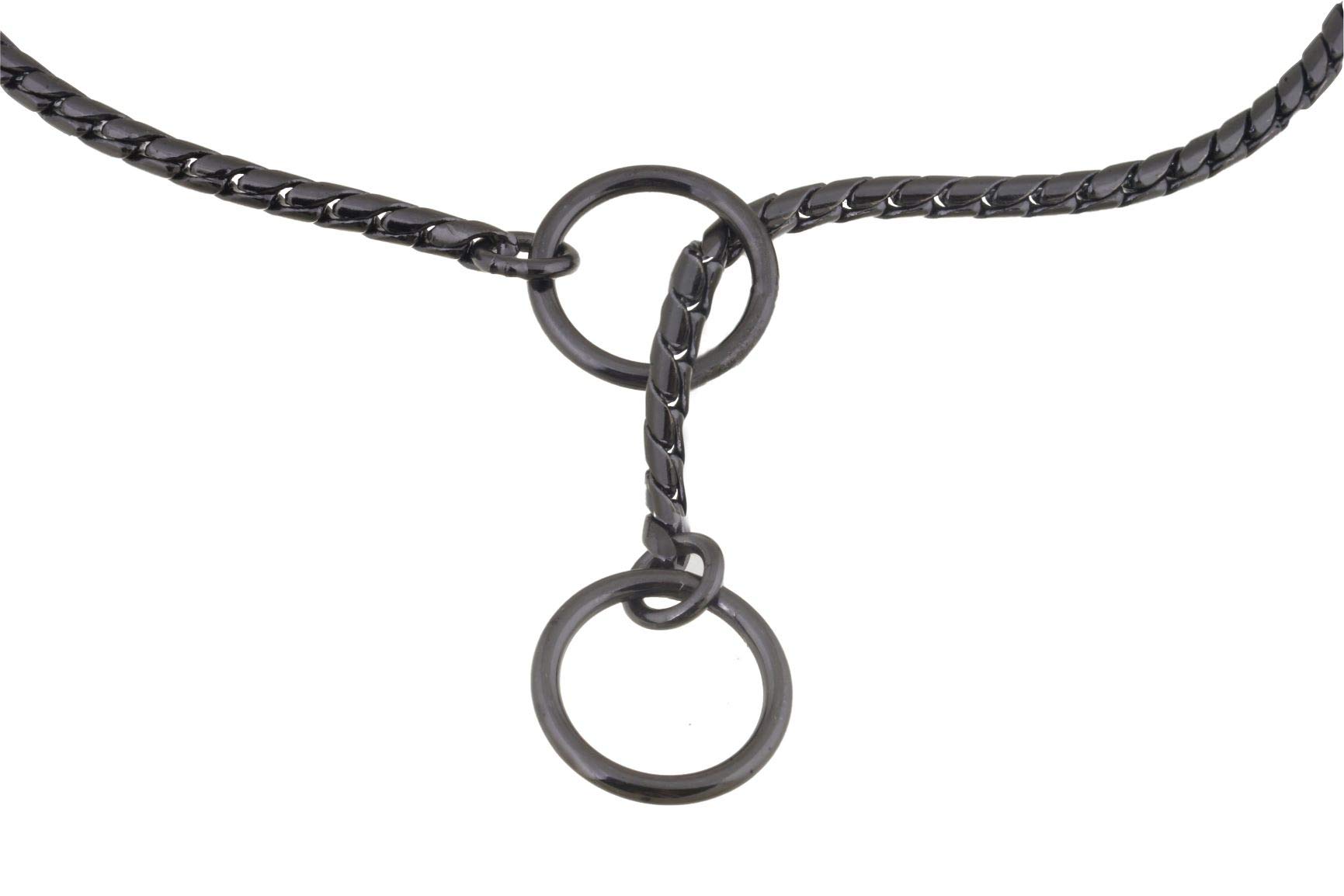 Premium Metal Chain Dog Show Collar - Adjustable Brass Snake Slip Collar for Toy to XL Dogs - 3.8mm Thick Black 20