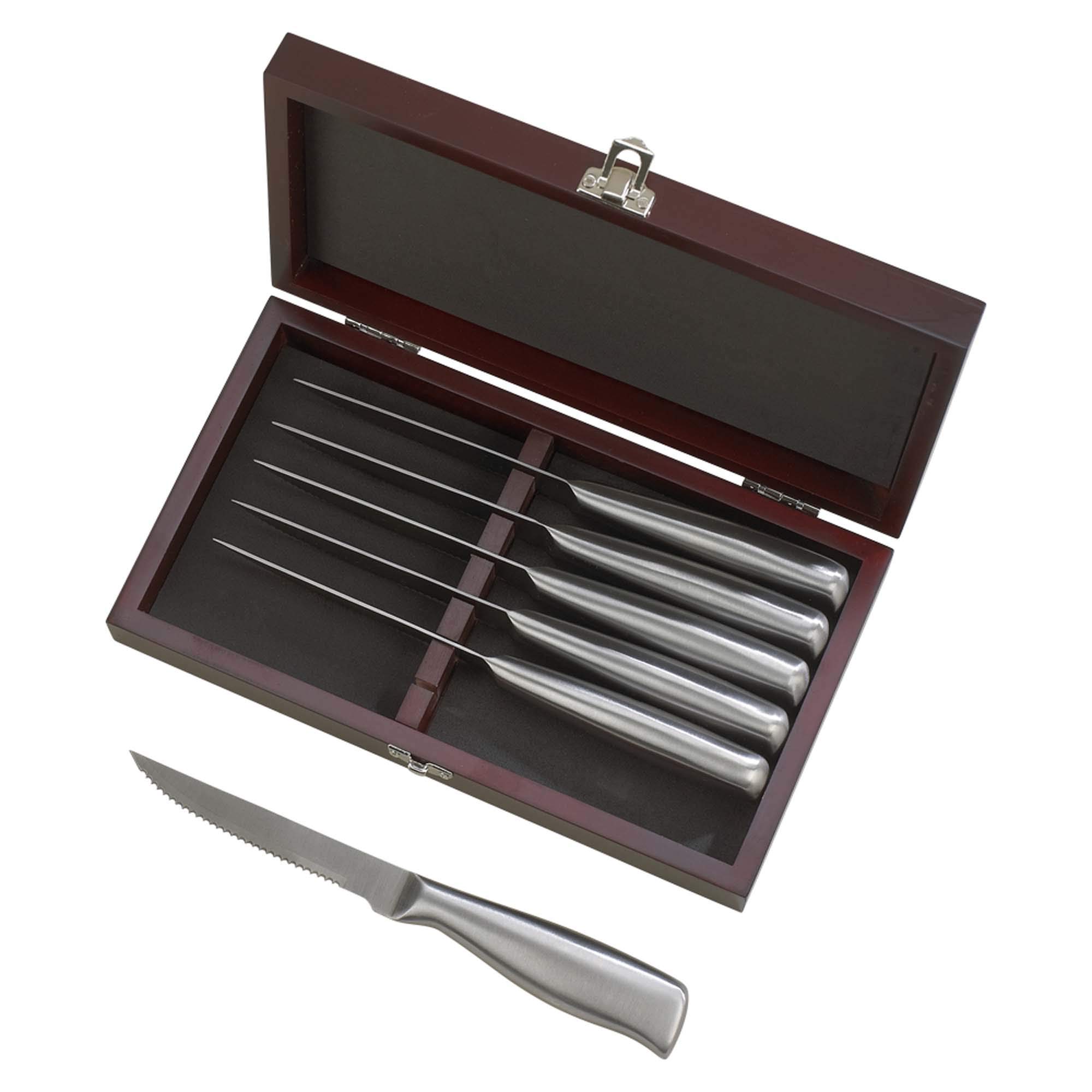 Premium 6-Piece 9-Inch Stainless Steel Steak Knife Set - Razor Sharp Serrated Blades for Steak, Meat, and BBQ - Perfect for Dining, Gifts, and Restaurant Use