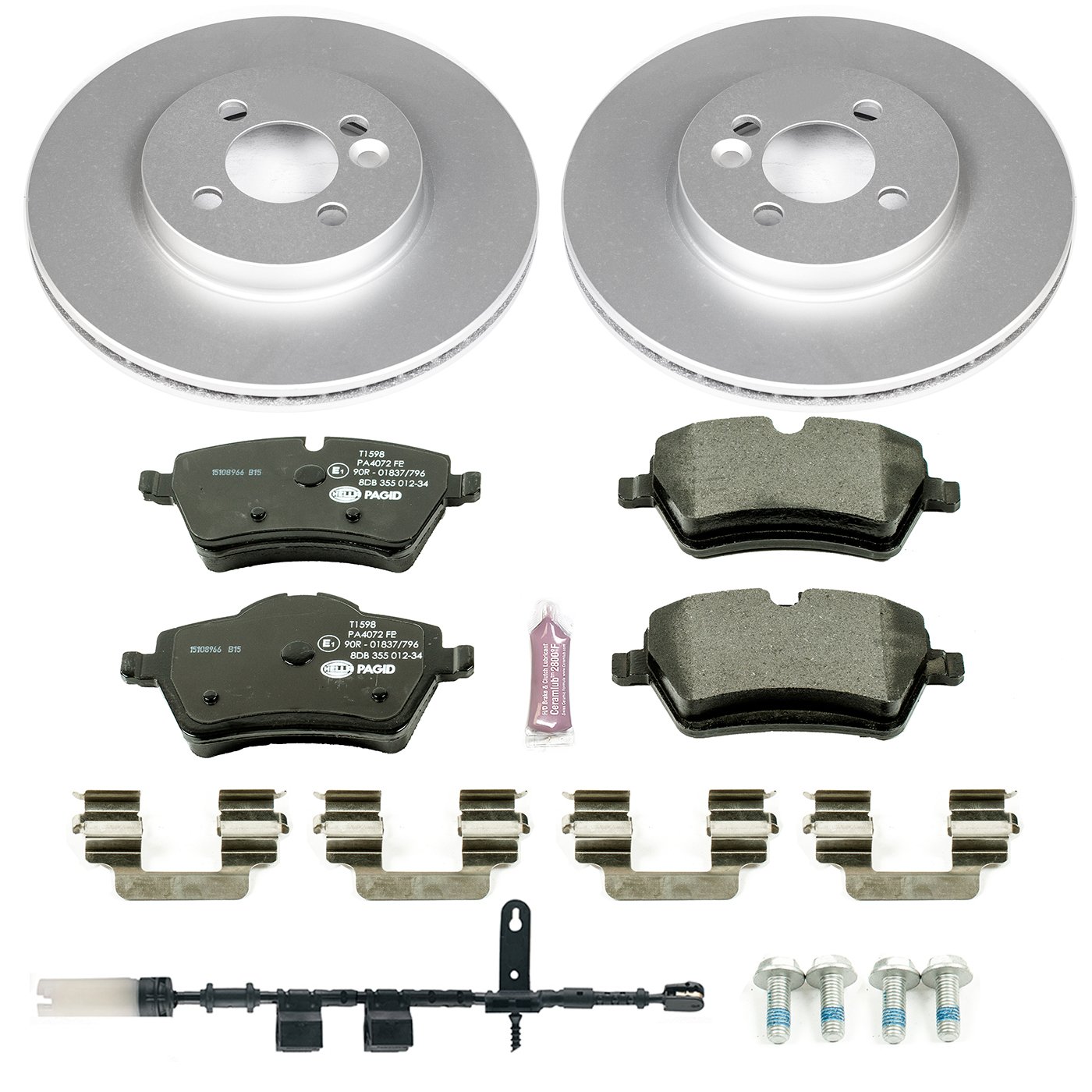 Power Stop ESK6741 Front Euro-Stop Brake Kit with Sensor Wire for 2012-2015 Mini Cooper | High-Performance Braking System for City Driving & Daily Commutes