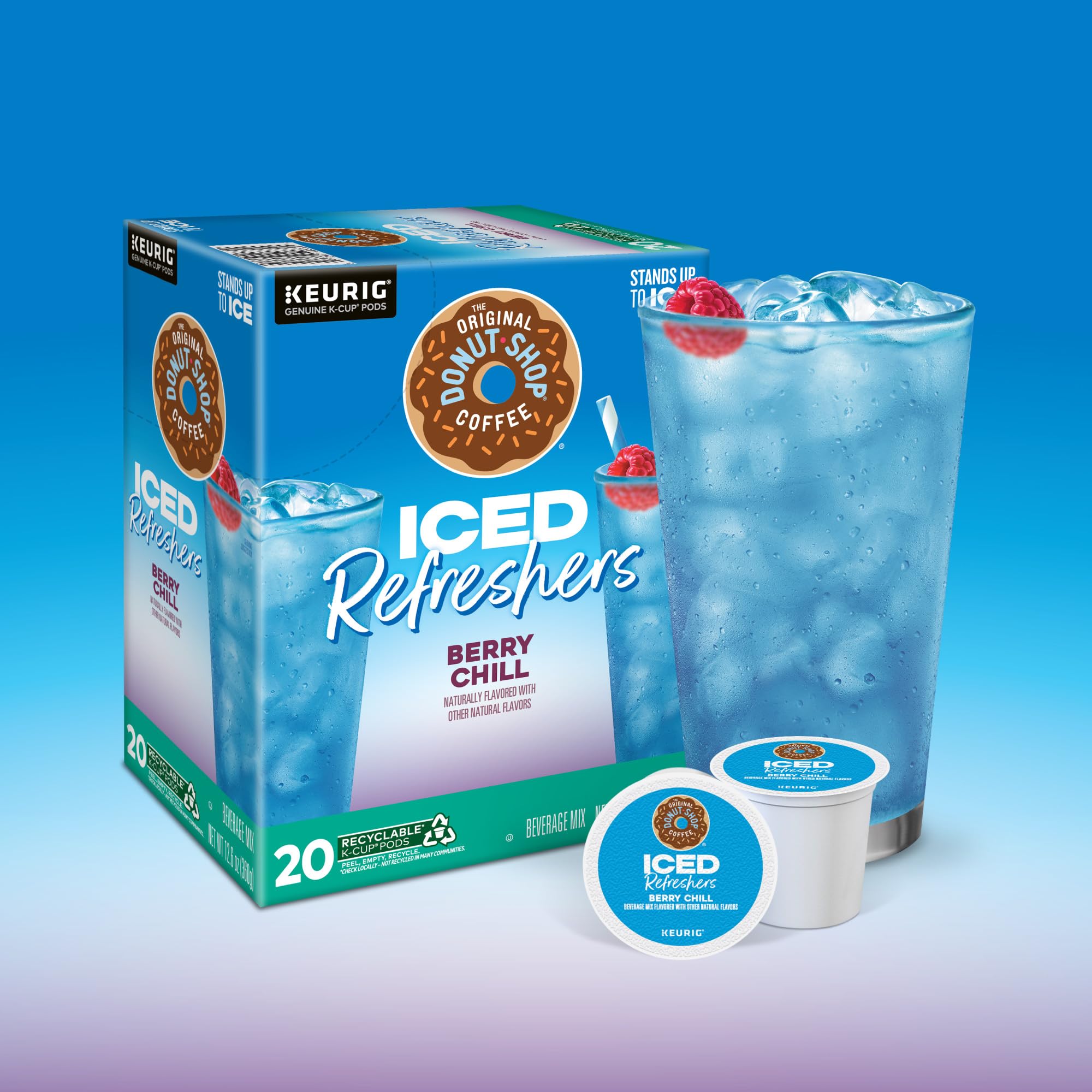The Original Donut Shop Iced Refreshers Berry Chill - 20-Count Keurig K-Cup Pods for Brew Over Ice | Perfect for Summer Refreshment & Iced Coffee Lovers