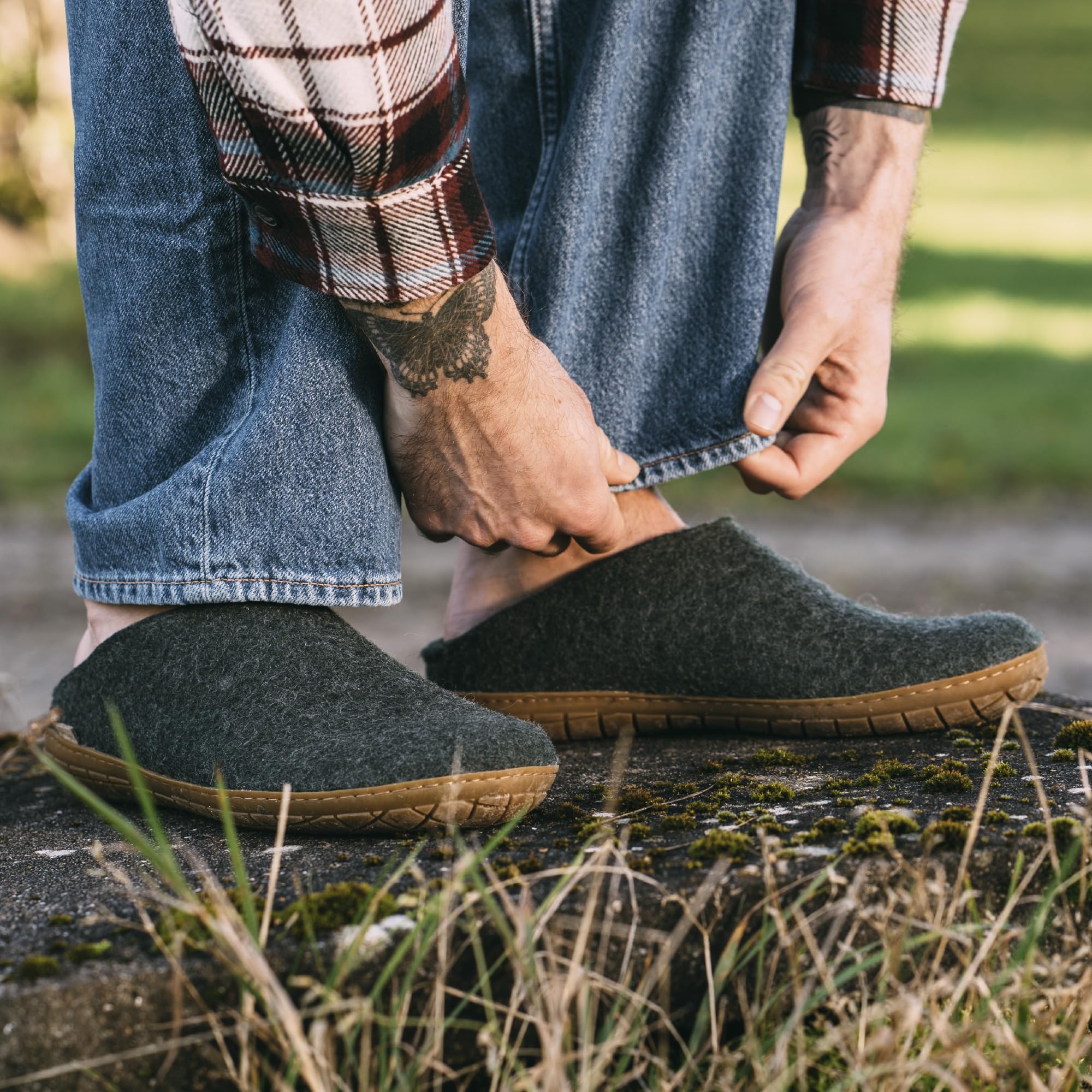 GLERUPS Unisex Wool Slippers with Rubber Sole - Comfortable Slip-On Indoor/Outdoor House Shoes for Women & Men - Perfect for Home, Office, and Casual Wear
