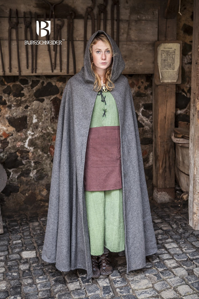 Wool Hooded Cloak for Men & Women - Warm Hibernus Grey Winter Cape with Hood - Perfect for Renaissance Fairs, Cosplay, and Cold Weather Outdoors