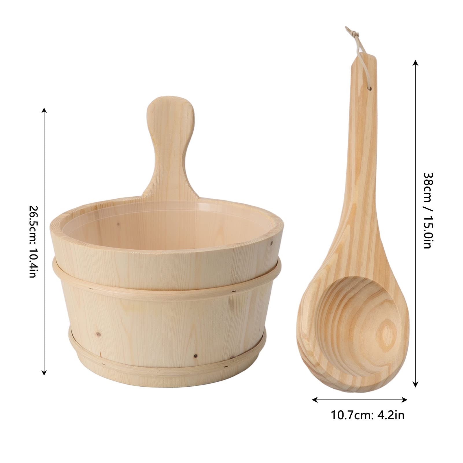 Qcwwy Wooden Sauna Bucket Set, 4L - Handcrafted Wood Sauna Accessory with Plastic Insert for Spa, Swimming Pool - Perfect for Relaxation & Wellness Retreats