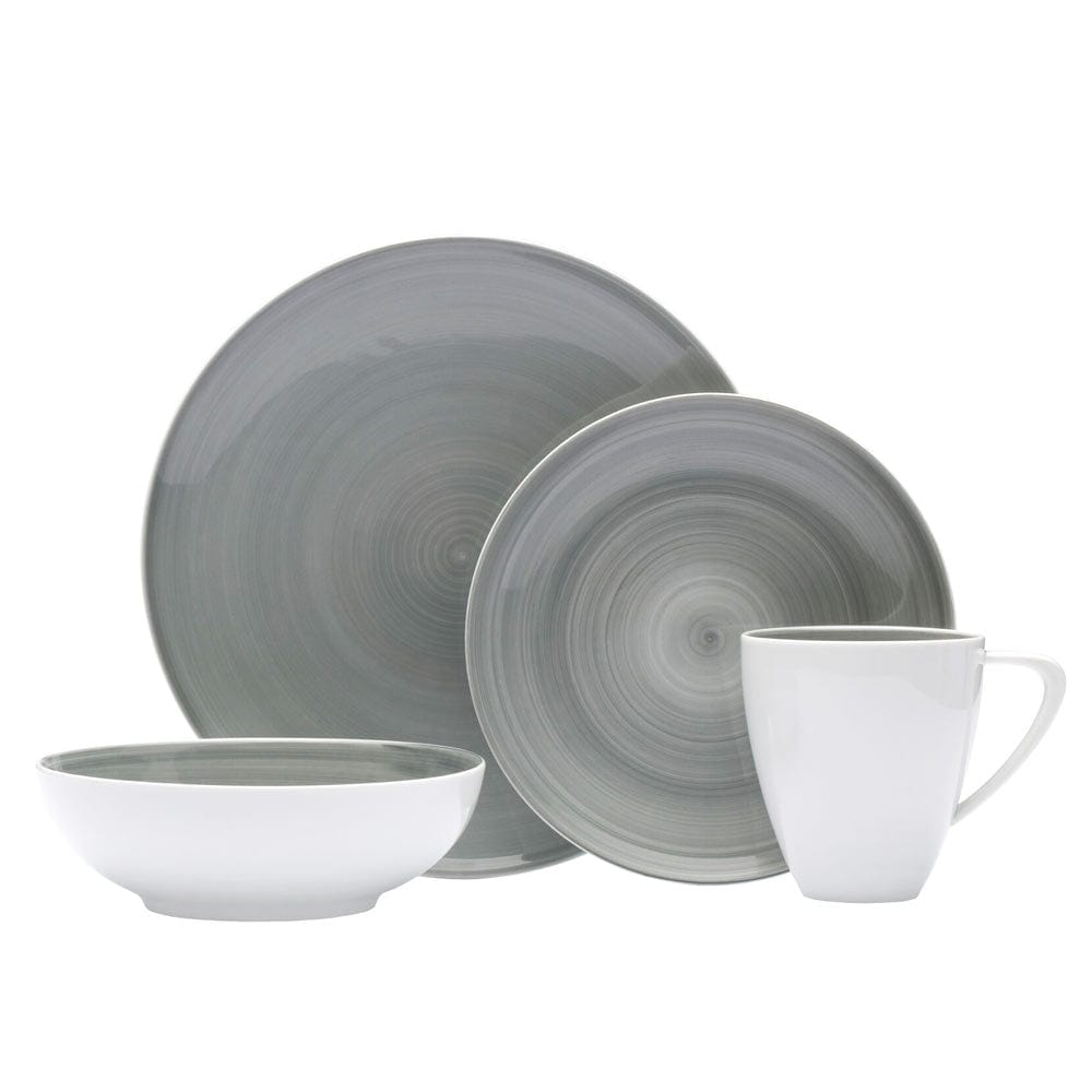 Savona Grey 4-Piece Dinnerware Set - Elegant Stoneware Plates, Bowls & Mugs for Everyday Dining, Entertaining & Special Occasions