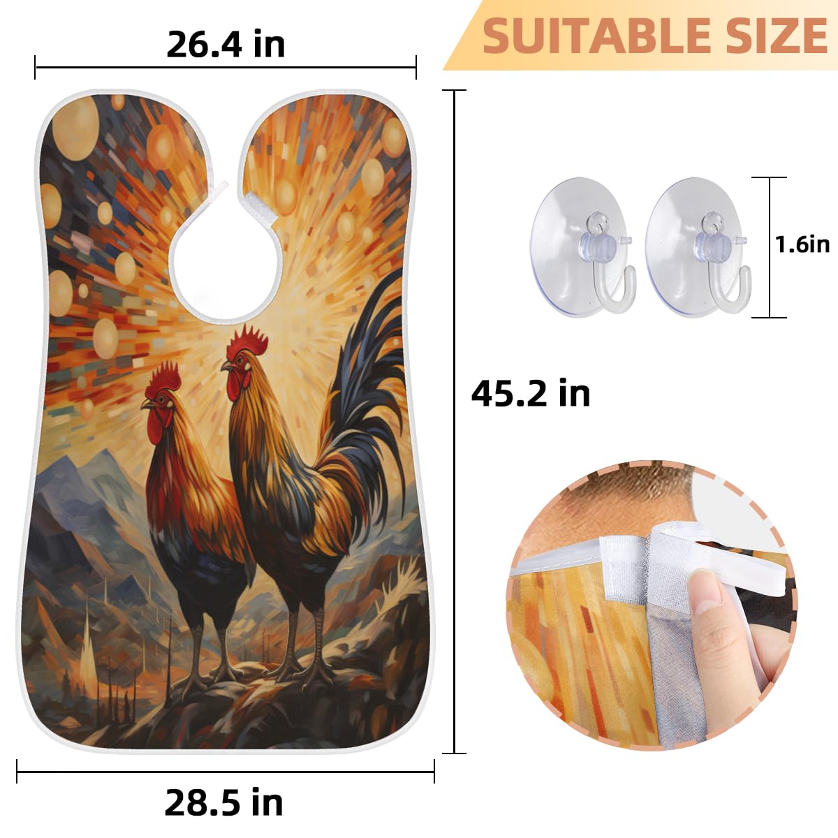 Men's Animal Rooster Star Beard Shaving Bib - Waterproof Hair Dye Apron for Barbers & Stylists - Sink Hair Catcher for Beard Trimming & Lineup - Perfect Gift for Grooming & Makeup Artists (Home Salon & Professional Use)