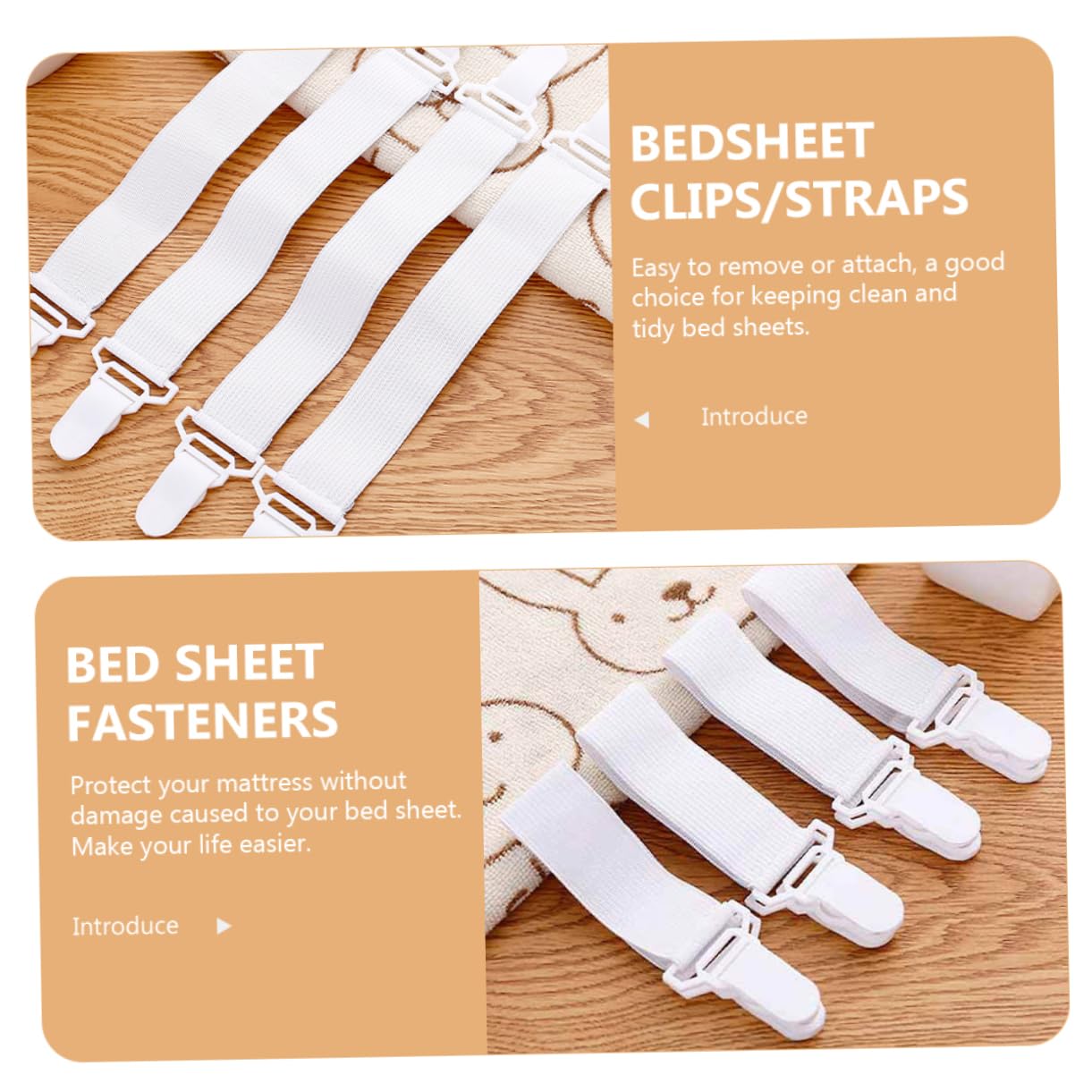 Uonlytech 20-Pack Heavy Duty Sheet Straps - Secure Mattress & Keep Bed Sheets in Place - Perfect for Deep Pocket, Adjustable & King Size Beds - Ideal for Home, Hotel & Dorm Organization