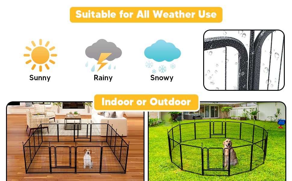 TMEE 8/16 Panel Dog Playpen - 32 Inch Height Outdoor Pet Fence with Door for Large Medium Small Dogs | Portable Exercise Pen for Yard, Camping, RV & Indoor Use | Durable Play Yard for Puppies & Adult Dogs