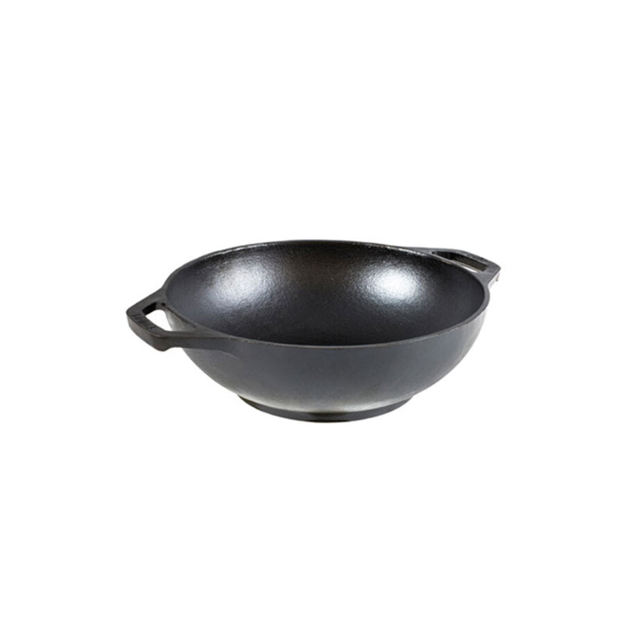 LODGE Pre-Seasoned Cast Iron Wok Pan - 9 Inch - Perfect for Stir-Frying, Deep Frying & Asian Cooking - Ideal for Gas, Electric & Induction Stovetops - Outdoor Camping & Home Kitchen Use