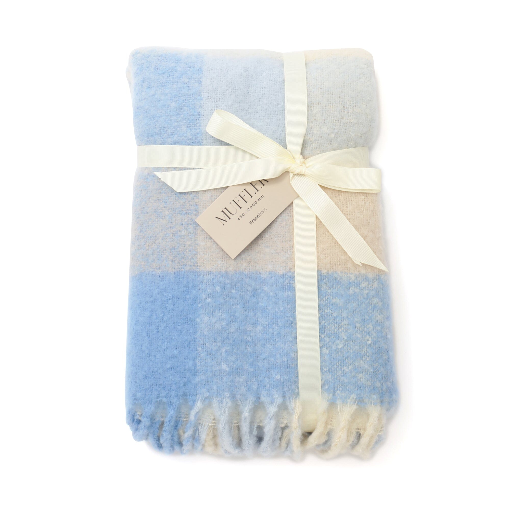 Soft Mohair-Like Checkered Blue Scarf - Warm Winter Fashion Accessory for Women & Men, Perfect for Cold Weather Outfits and Holiday Gifts