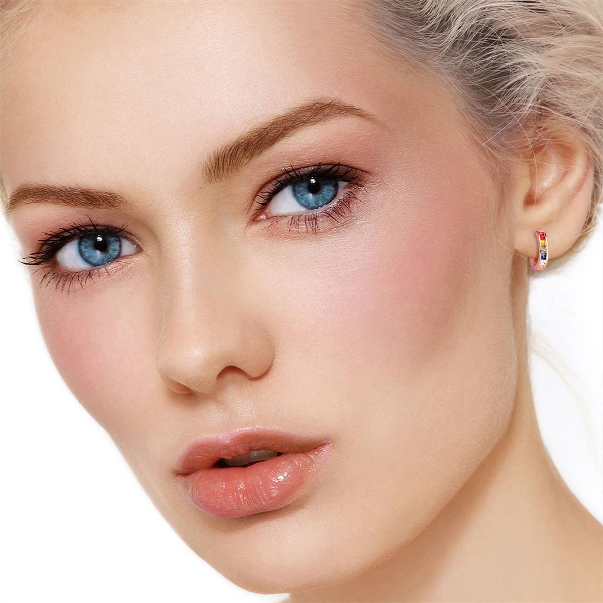 1.3 Carat 14K Solid Rose Gold Huggie Hoop Earrings with Multicolor Sapphire Gemstones - Perfect for Everyday Wear, Date Nights & Special Occasions
