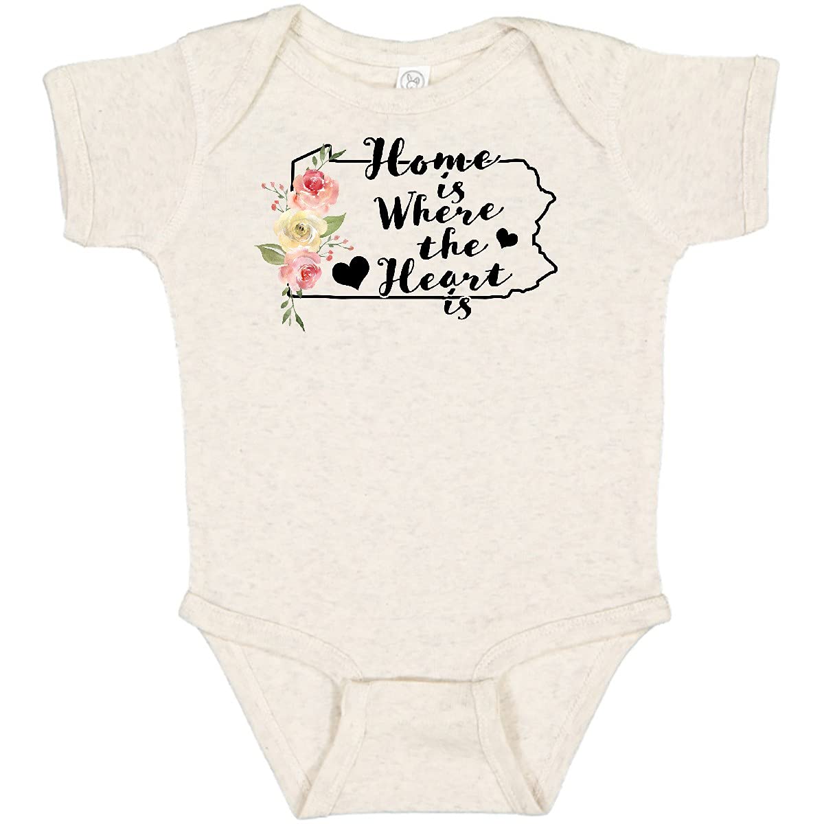 Inktastic Pennsylvania Home is Where The Heart is Watercolor Baby Bodysuit - Cute Outfit for Newborns, Infants & Toddlers - Perfect for Family Photos, Holidays & Everyday Wear