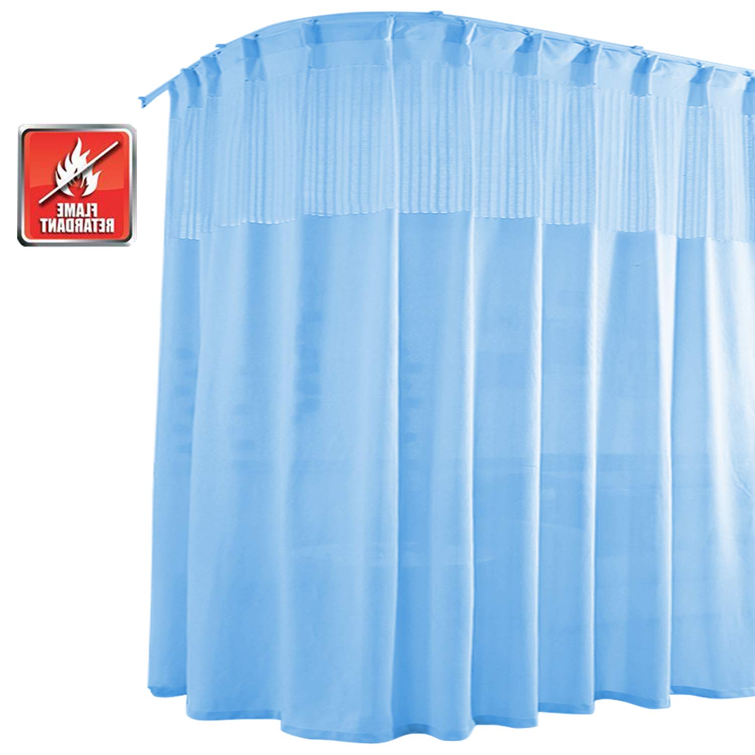 Flame Retardant Hospital Curtains - 1 Panel Light Blue 5FT x 8.5FT, Pinch Pleated Room Divider for Healthcare, SPA, School & Nursery - Privacy Drapes for Patient Rooms, Classrooms & Clinics