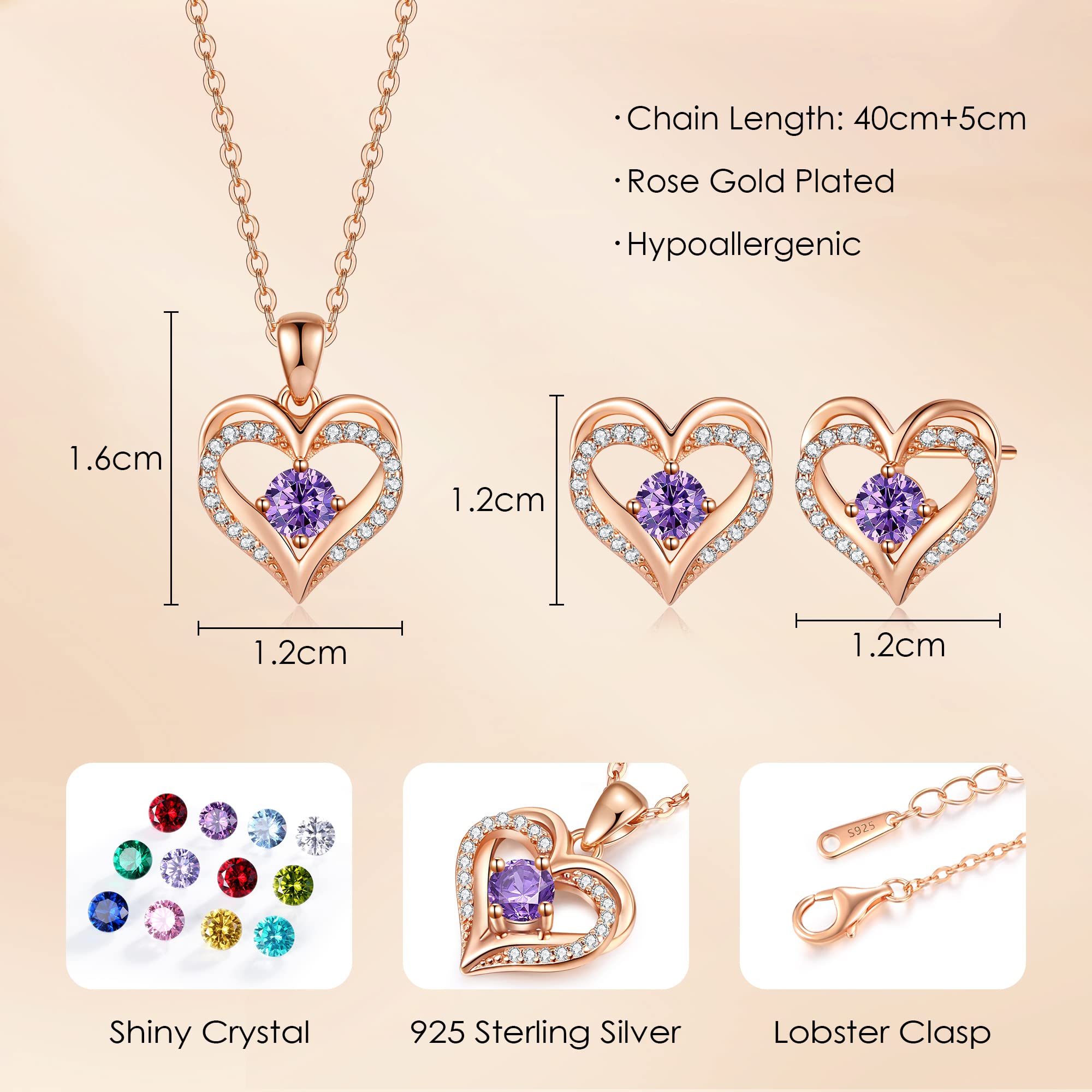 925 Sterling Silver Heart Necklace & Earrings Set for Women - Elegant Jewelry Gift for Anniversary, Birthday, Christmas - Perfect for Date Nights, Parties & Special Occasions