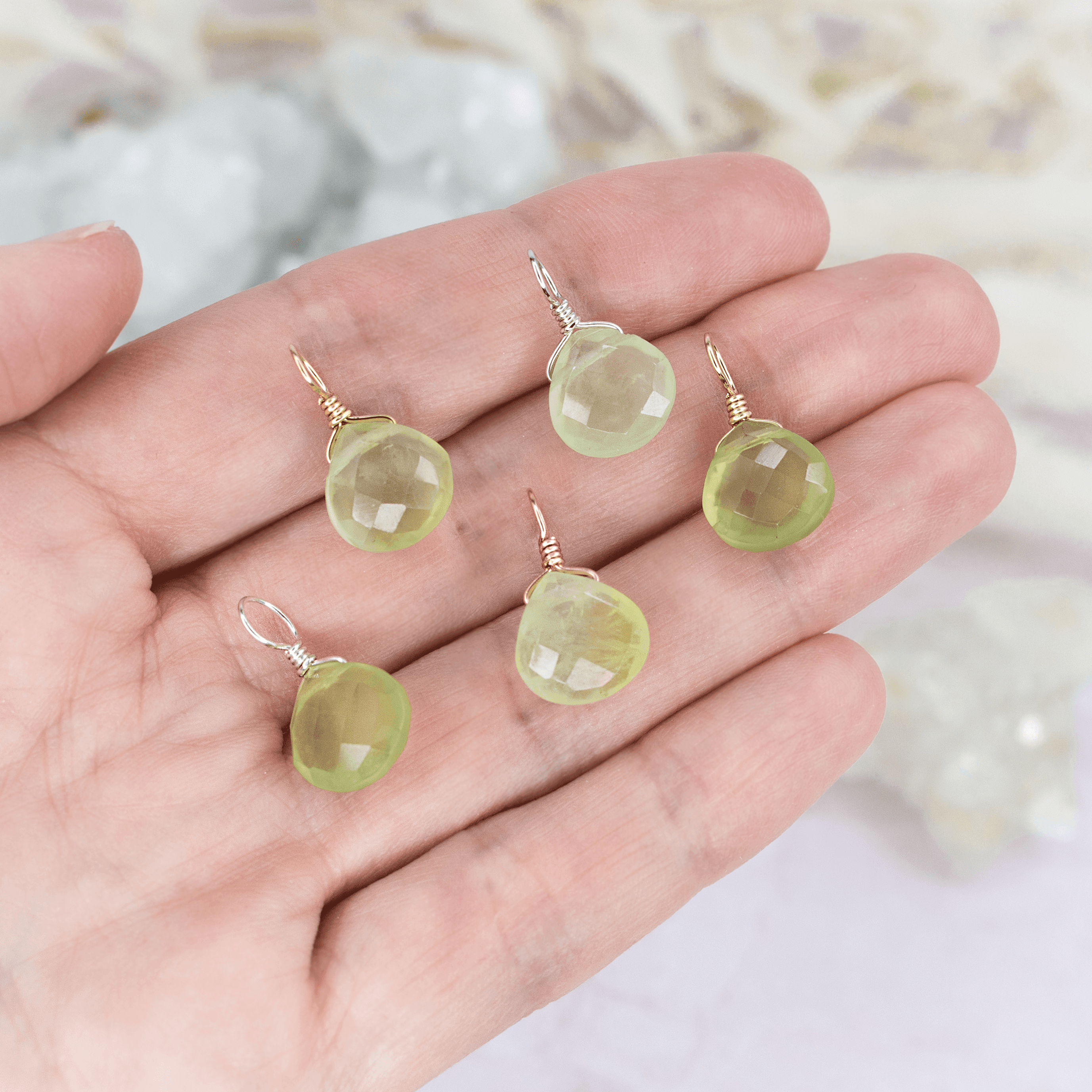Natural Prehnite Teardrop Pendant Necklace - Healing Crystal Jewelry for Women - Perfect for Meditation, Yoga & Spiritual Gifts