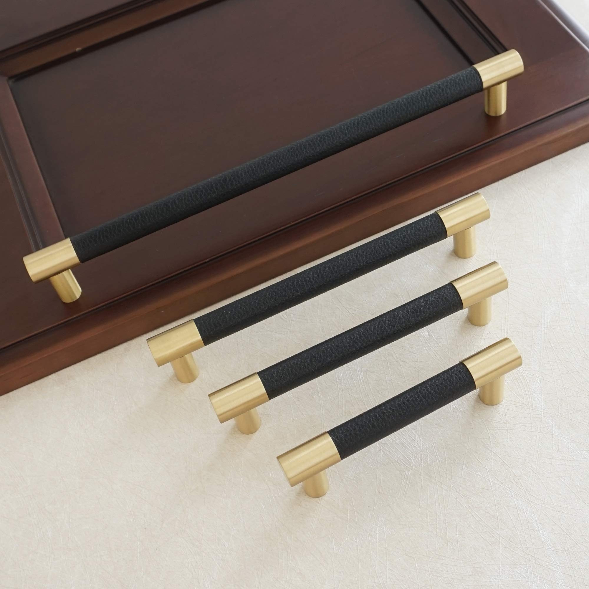 Black Brushed Brass Drawer Pulls - 7 9/16