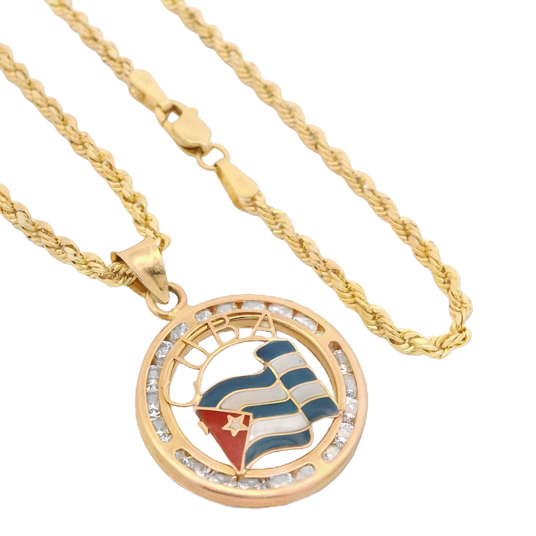 14K Gold Plated CZ Pendant with Hollow Rope Chain - 18 Inch Cuban Link Necklace for Women | Elegant Jewelry Gift for Birthday, Anniversary & Valentine's Day | Perfect for Parties, Date Nights & Special Occasions