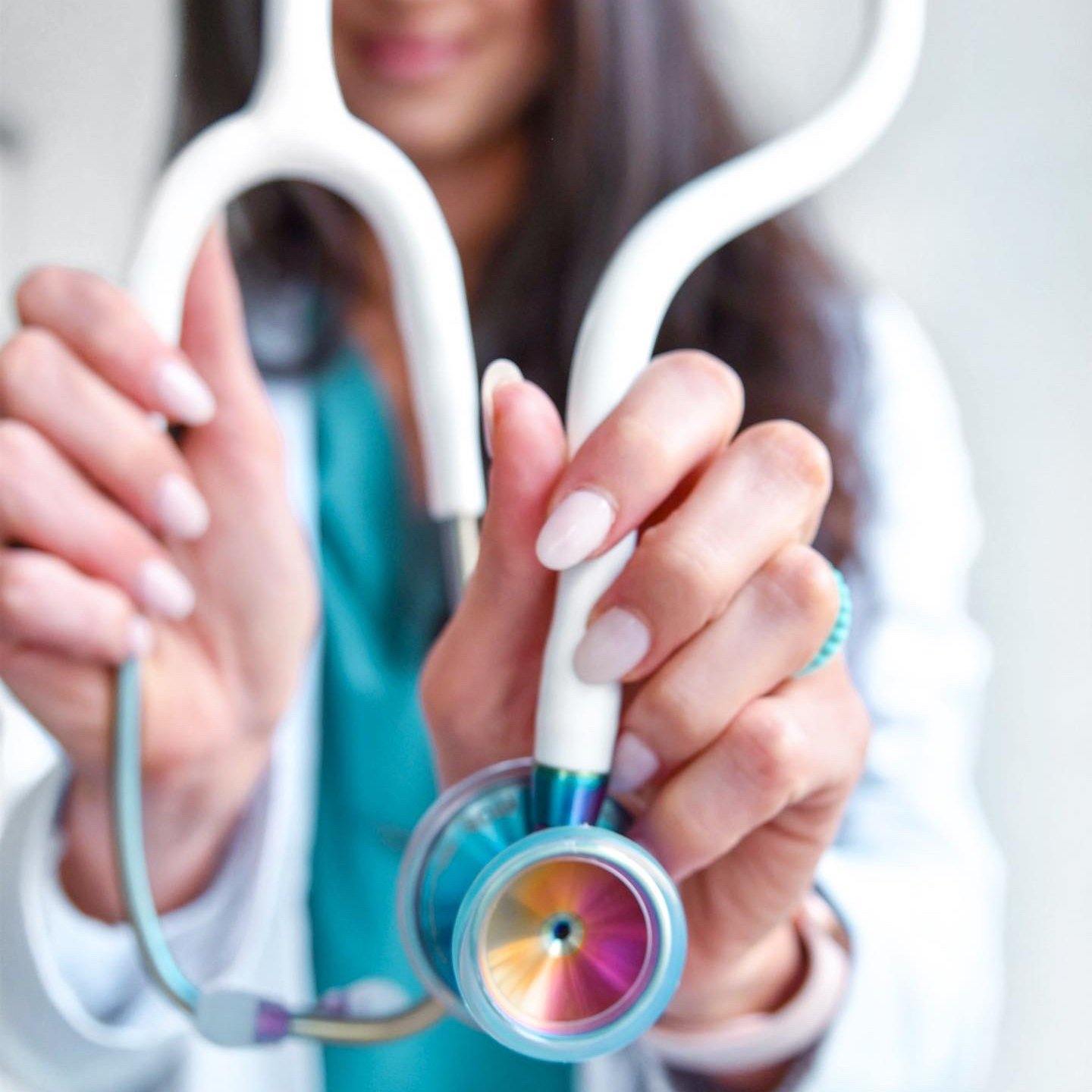 ProCardial® Titanium Cardiology Stethoscope - Premium White & Kaleidoscope Design for Medical Professionals | Ideal for Doctors, Nurses & Healthcare Workers in Hospitals & Clinics