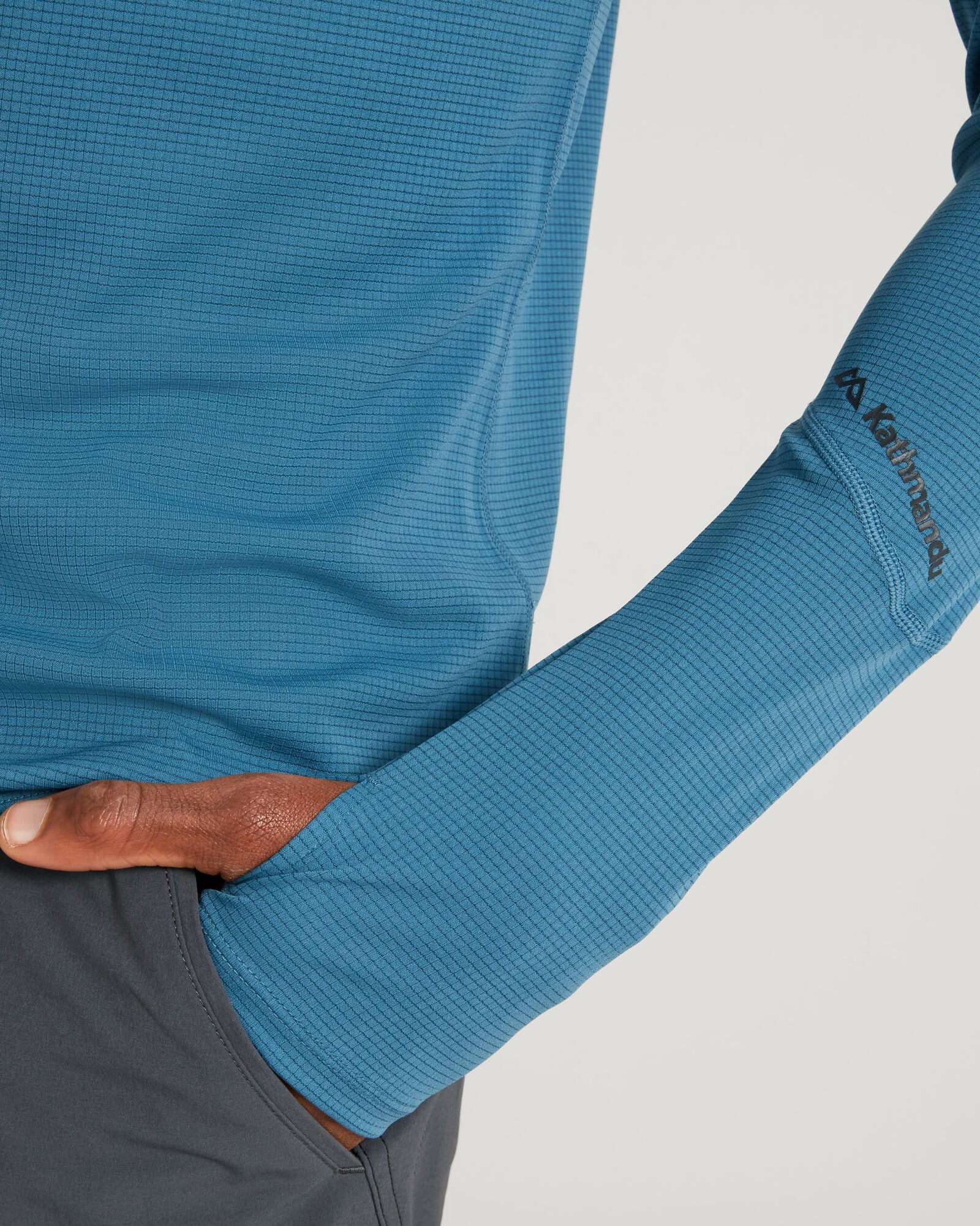 KMDAction Men's Long Sleeve Quarter Zip Pullover Shirt - Steel Blue - Comfortable & Stylish for Outdoor Activities, Work & Casual Wear