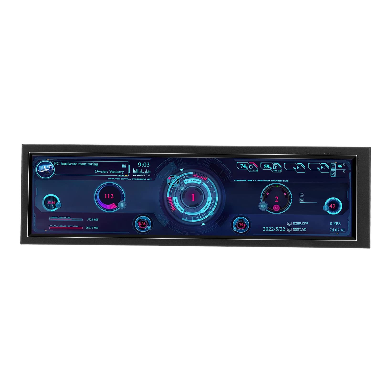 8.8 Inch IPS USB Type C PC CPU Monitor - AIDA64 Compatible, Temperature Sensor Display for Raspberry Pi, Linux & Windows Systems - Perfect for Gaming Rigs, Server Monitoring & DIY PC Builds