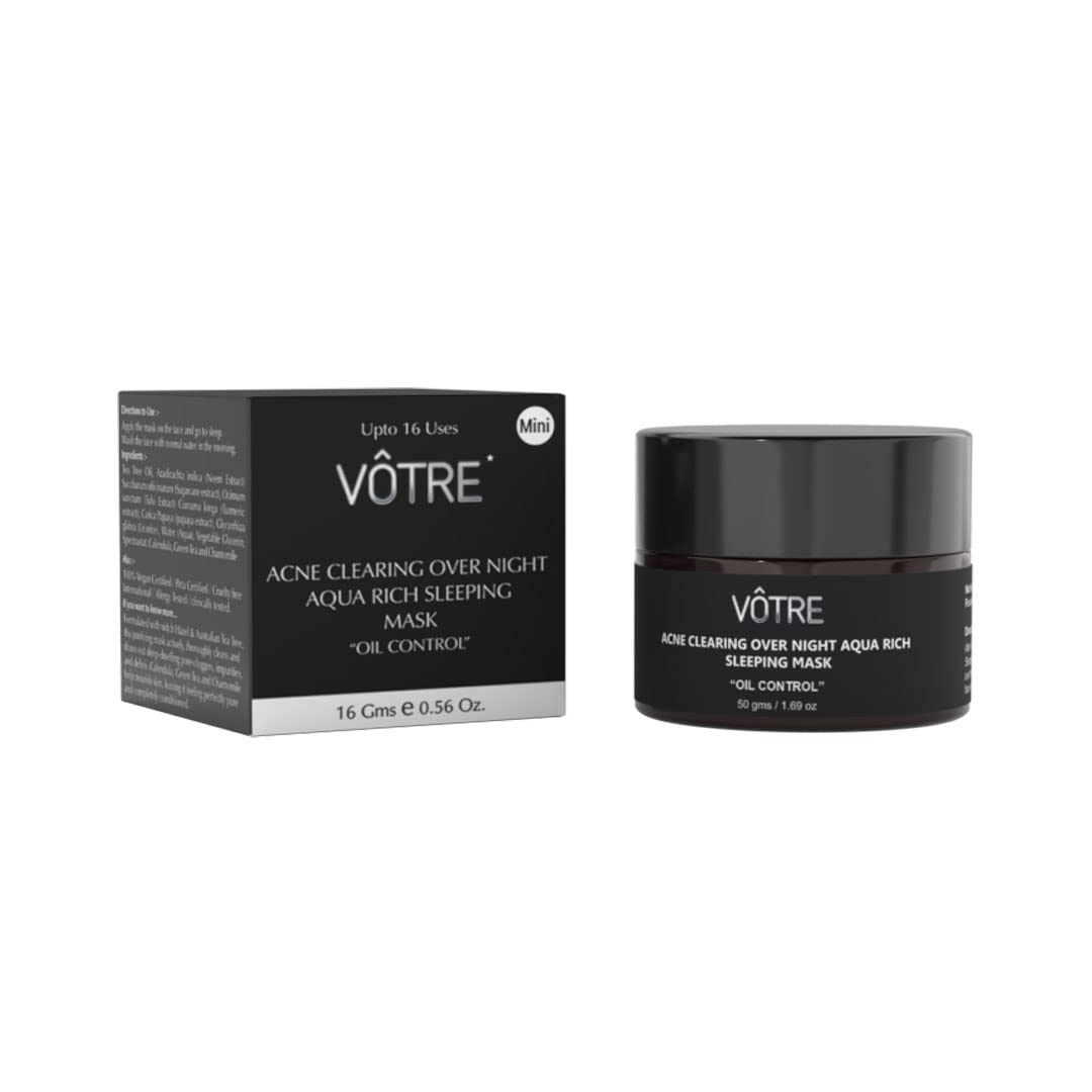 VOTRE MINI Acne Clearing Overnight Aqua Rich Sleeping Mask - Oil Control & Hydration, 16g | Deep Moisturizing for Oily & Acne-Prone Skin | Perfect for Nighttime Skincare Routine