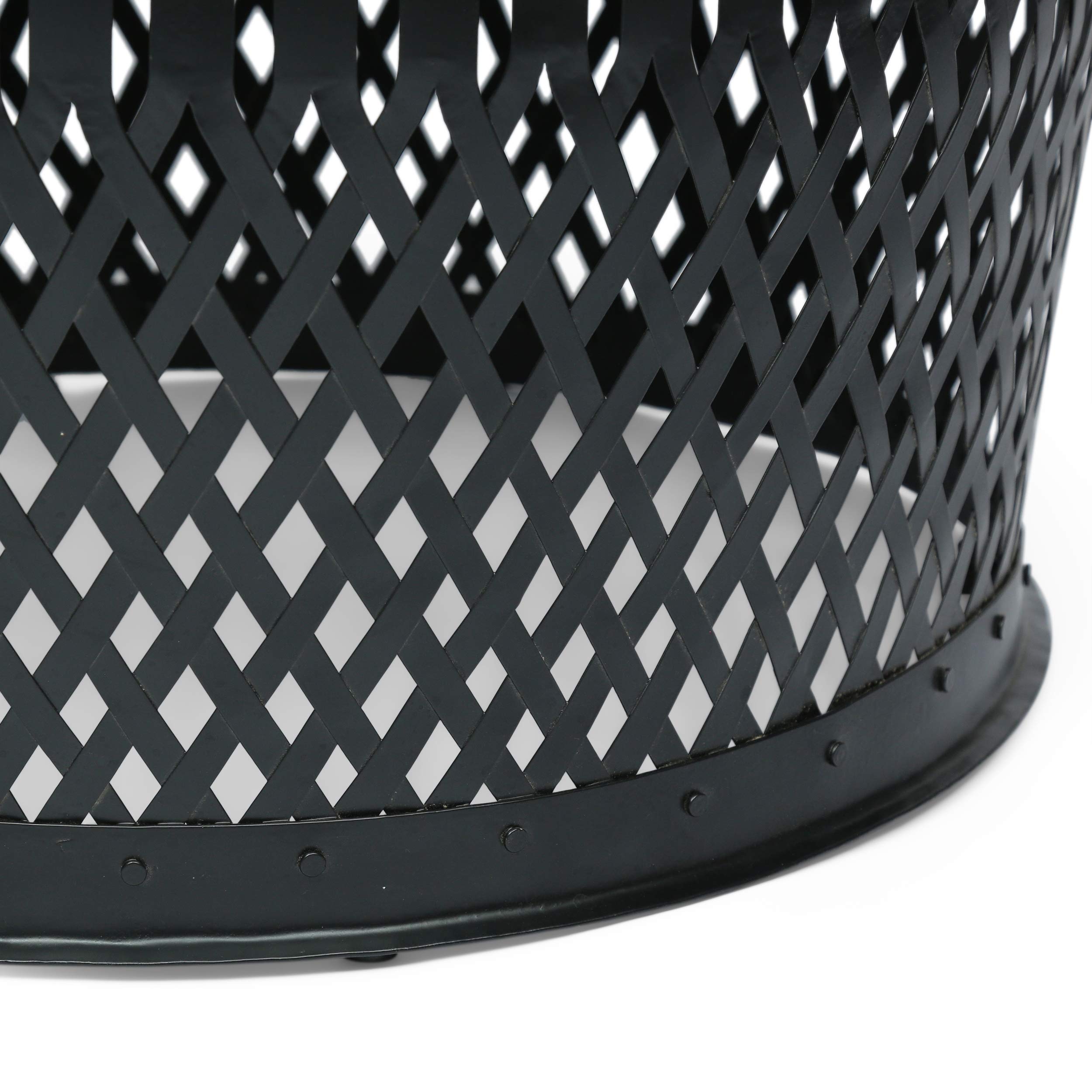 Christopher Knight Home Niver Handcrafted Lace Cut Side Table - Mango Wood and Iron - Natural/Black - Elegant End Table for Living Room, Bedroom, or Office Decor