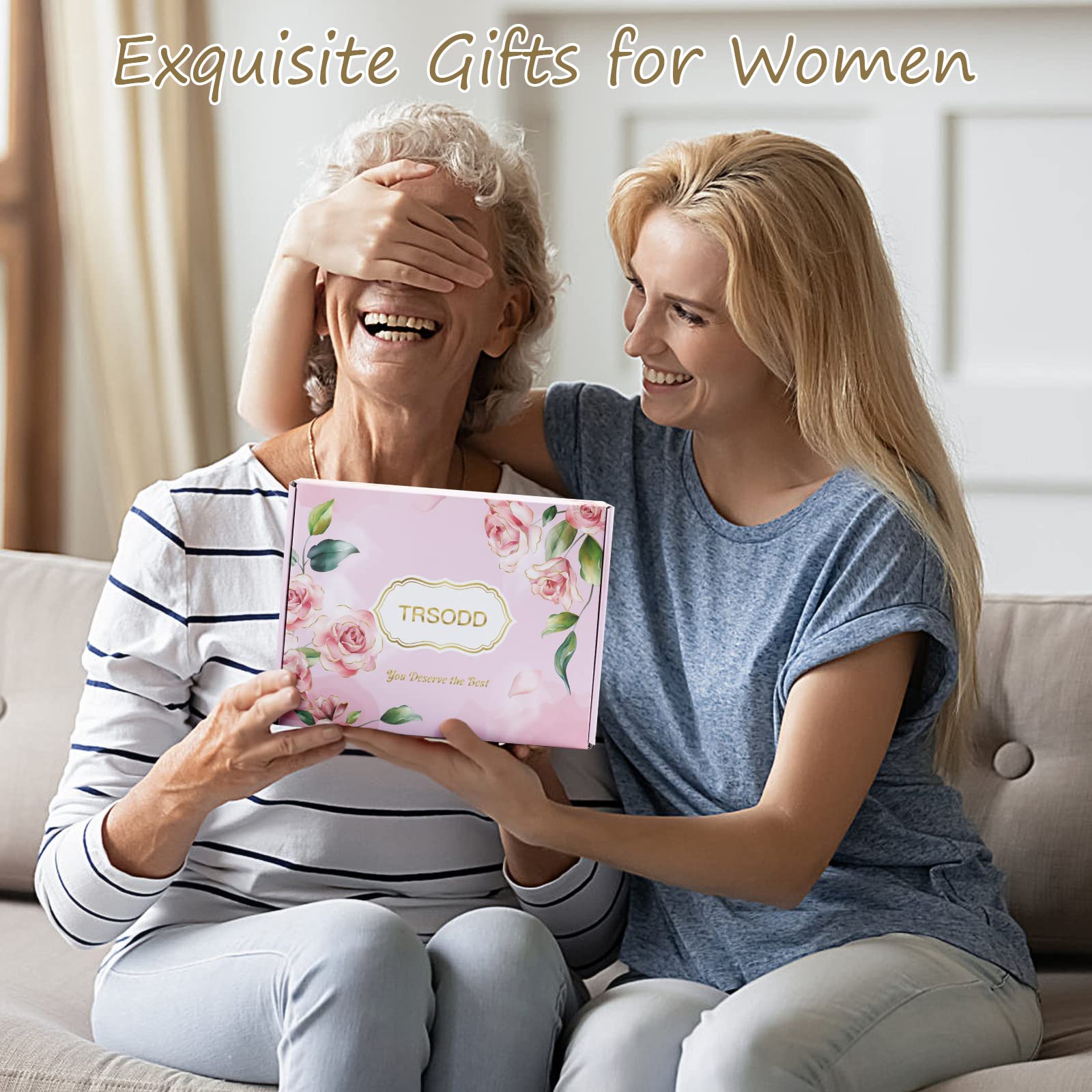 TRSODD Embroidered Canvas Tote Bag & Makeup Bag Set - Perfect Mother's Day Gift for Grandma, Birthday Present for Women - Ideal for Shopping, Travel & Daily Use