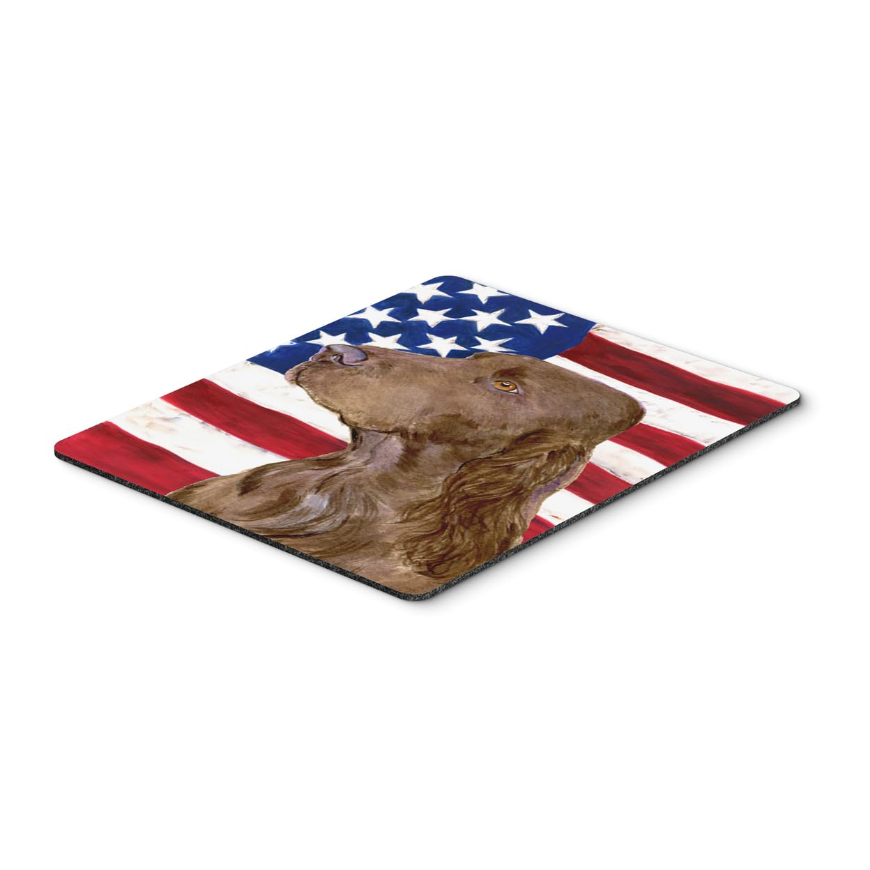 USA American Flag with Field Spaniel Mouse Pad - Washable Large Non-Slip Desk Mat for Home Office, Gaming & Computer Work | Patriotic Dog Lover Gift for Desk Decor & Kitchen Use
