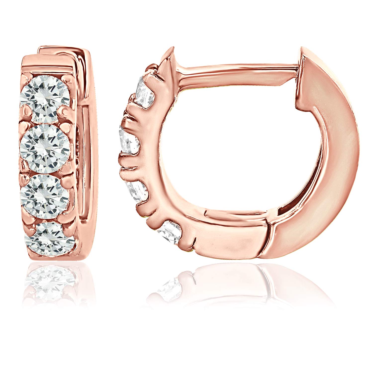 925 Sterling Silver CZ Cubic Zirconia Huggie Hoop Earrings for Women & Girls - 12mm x 3mm Hypoallergenic Studs | Perfect for Everyday Wear, Parties & Gift Giving