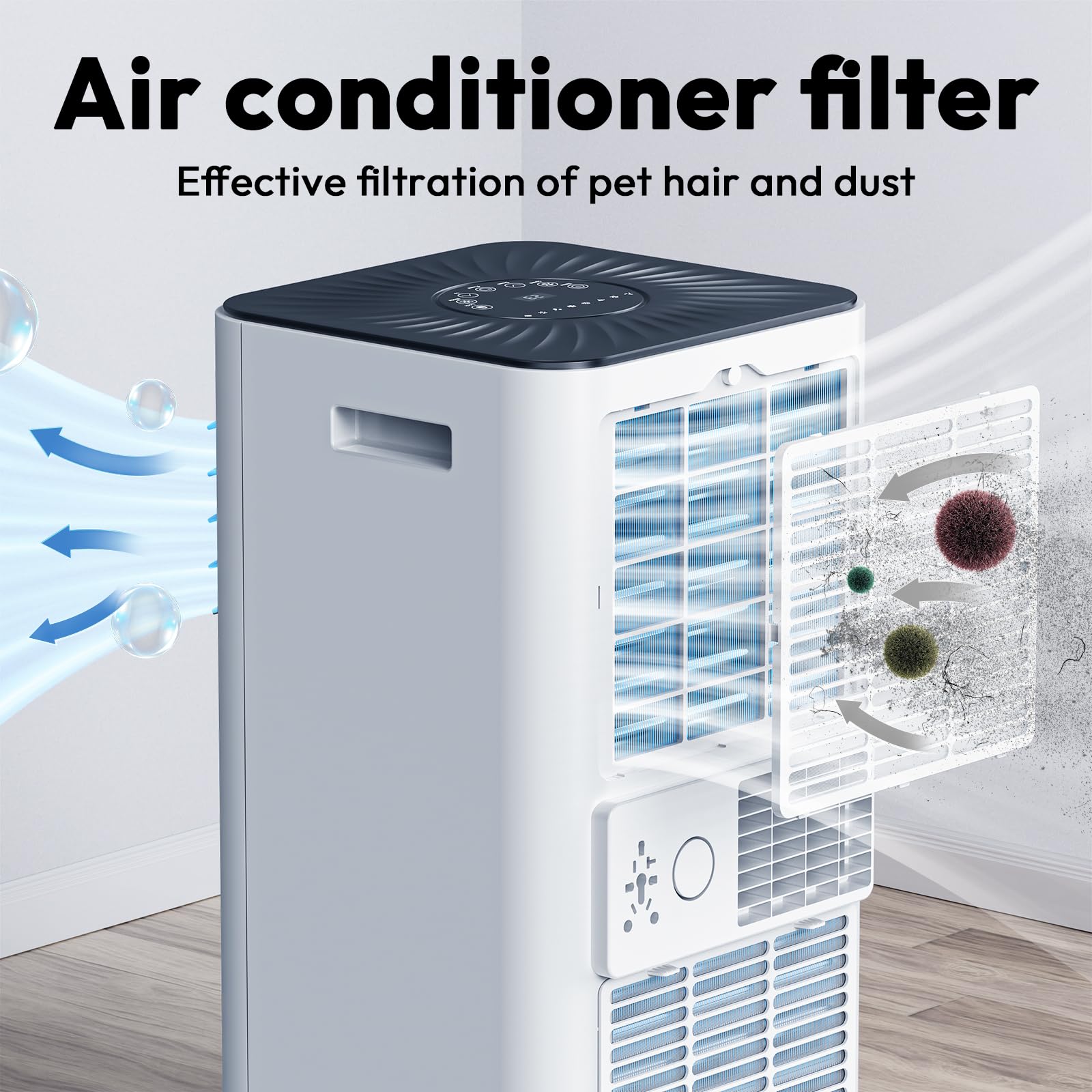 10,000 BTU Portable Air Conditioner with Remote - 3-in-1 Cooling, Dehumidifier & Fan for Rooms Up to 450 sq.ft - Includes Window Installation Kit | Perfect for Bedrooms, Offices, and Small Apartments