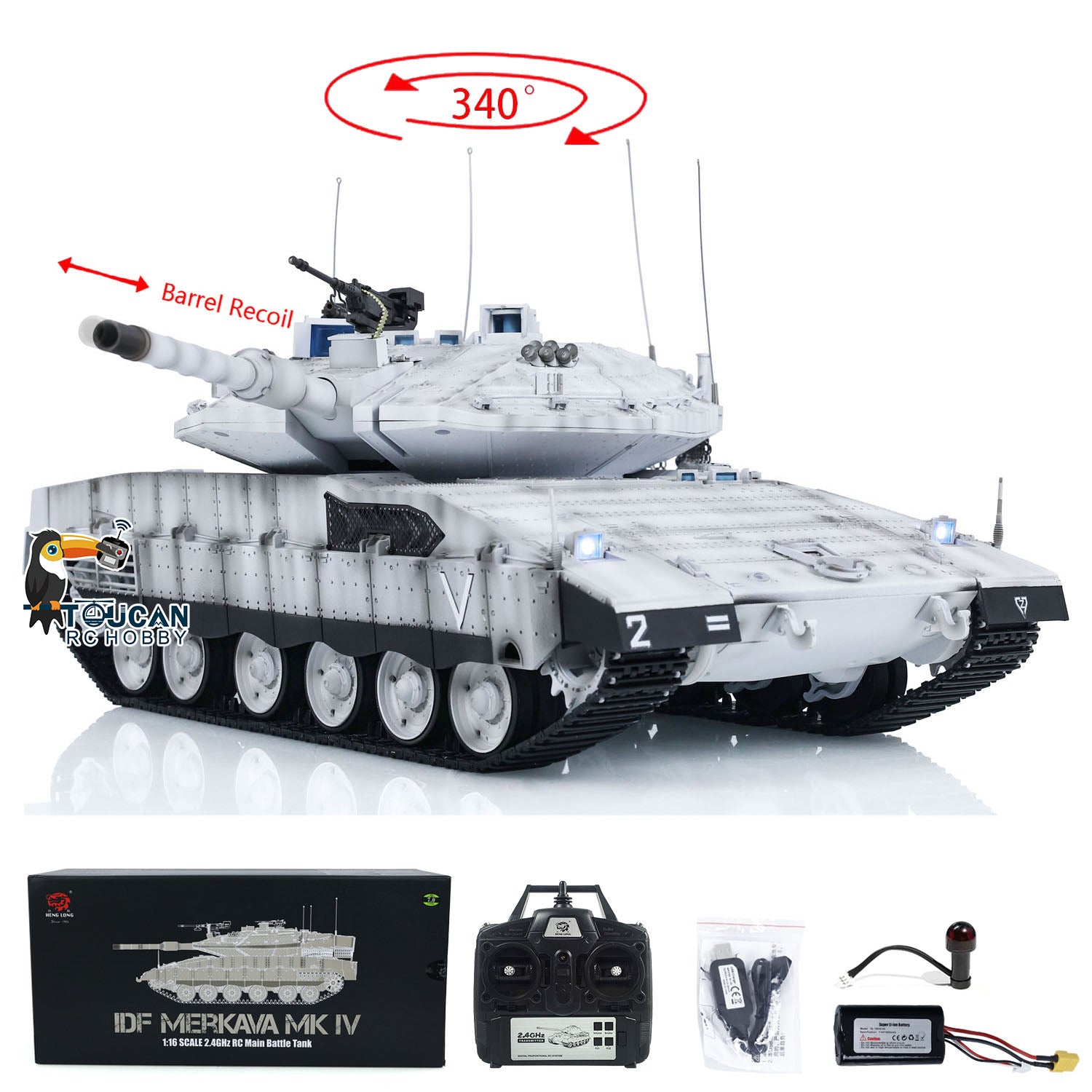 1/16 Scale Heng Long Plastic RC IDF Merkava MK IV Main Battle Tank - Remote Control Military Vehicle with BB Shooting for Adults & Kids | Battle Simulation, Collection Display, Outdoor Play
