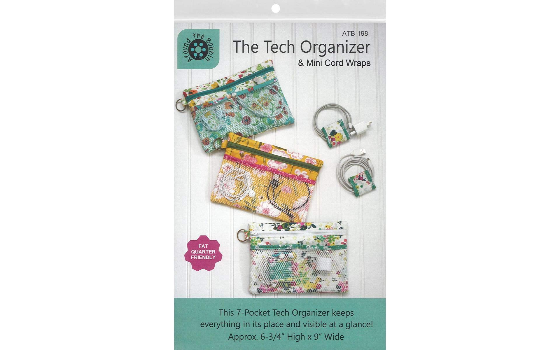 Tech Organizer Pouch - Around The Bobbin Pattern for Cables, Chargers & Small Accessories | Perfect for Travel, Office & Home Organization