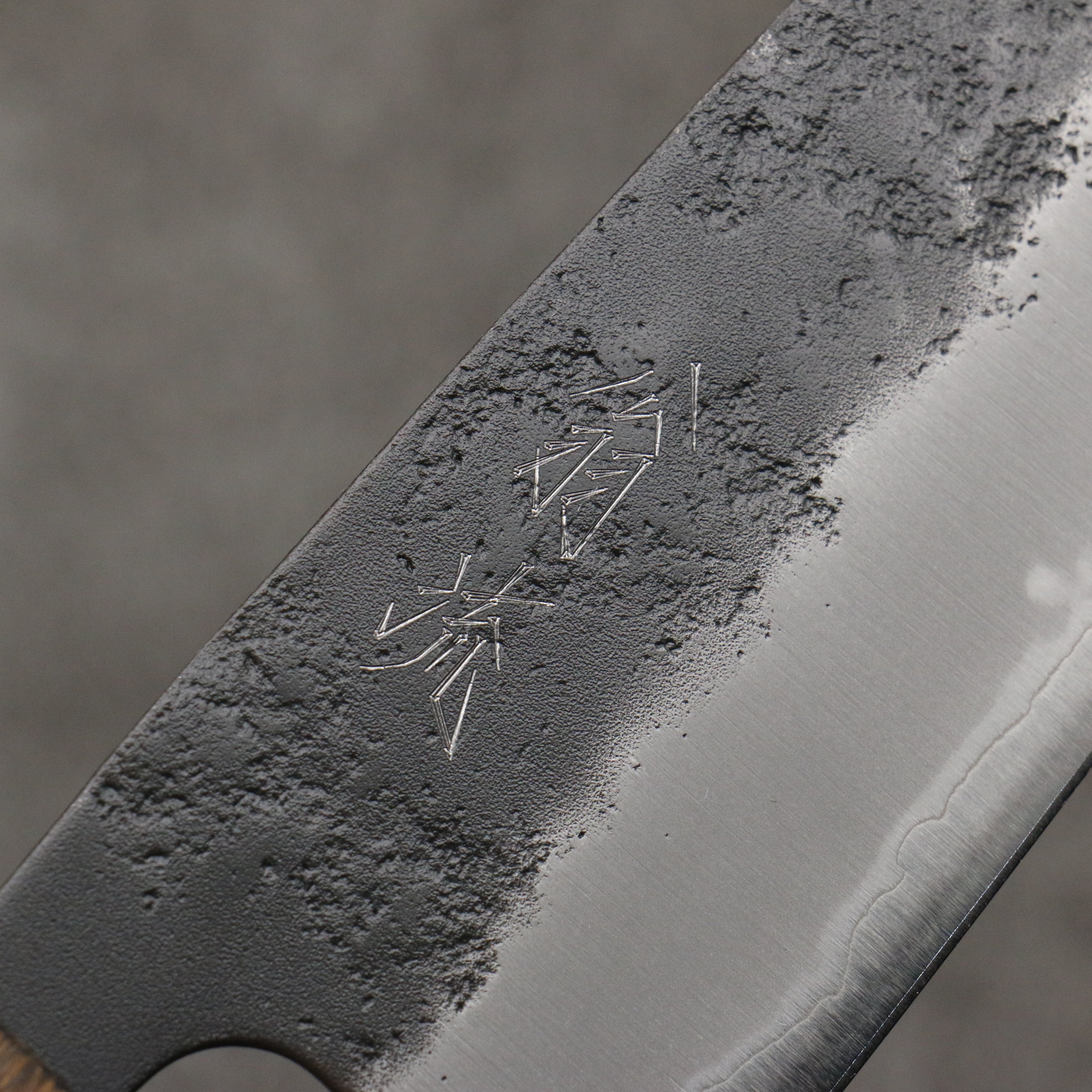 Oul Blue Super Black Nashiji Santoku Knife 165mm with Oak Handle - Premium Japanese Kitchen Knife for Slicing, Dicing & Chopping Vegetables, Meat & Fish