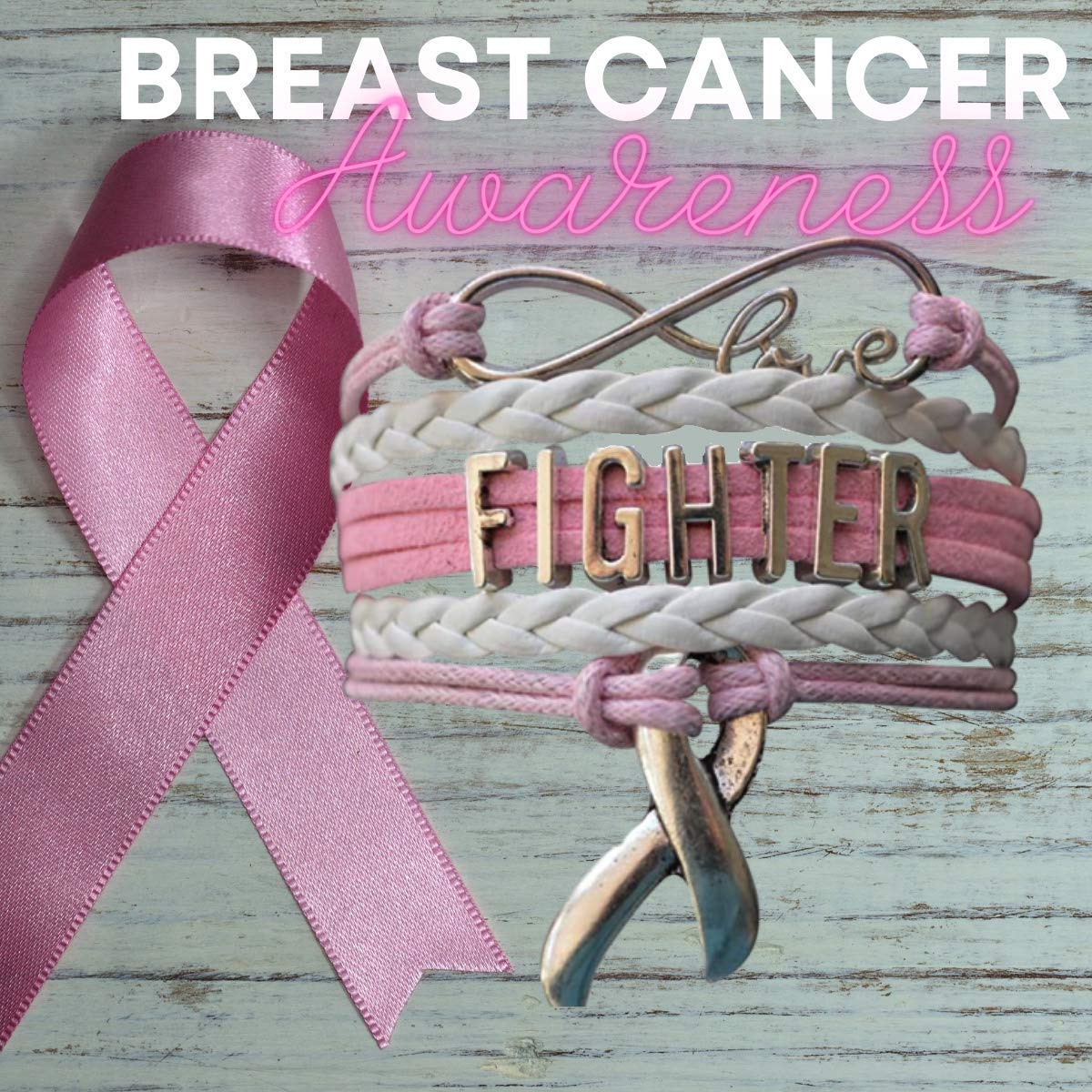 Pink Ribbon Bracelet for Cancer Awareness - Hope & Faith Breast Cancer Infinity Bracelet - Inspirational Gift for Survivors & Supporters - Perfect for Fundraisers, Awareness Events & Daily Encouragement