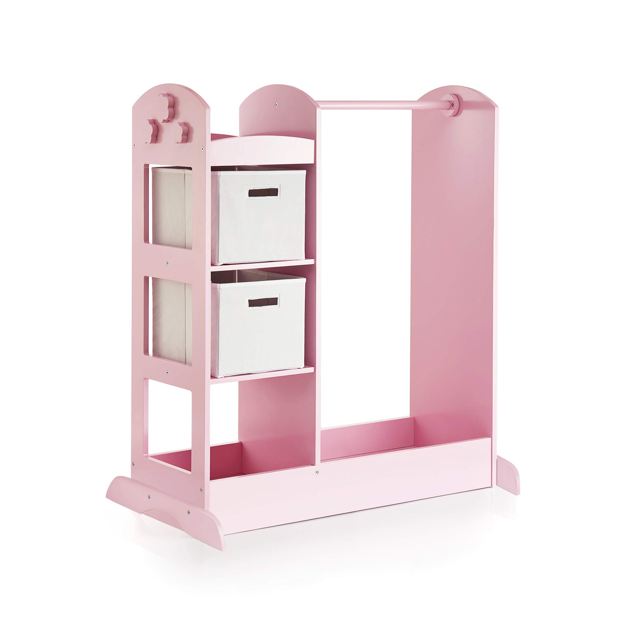 Guidecraft Pink See and Store Dress-up Center - Kids Pretend Play Costume Wardrobe with Mirror, Shelves & Bottom Tray - Toddler Room Furniture for Dress-Up Play, Birthday Gifts & Preschool Classroom Storage