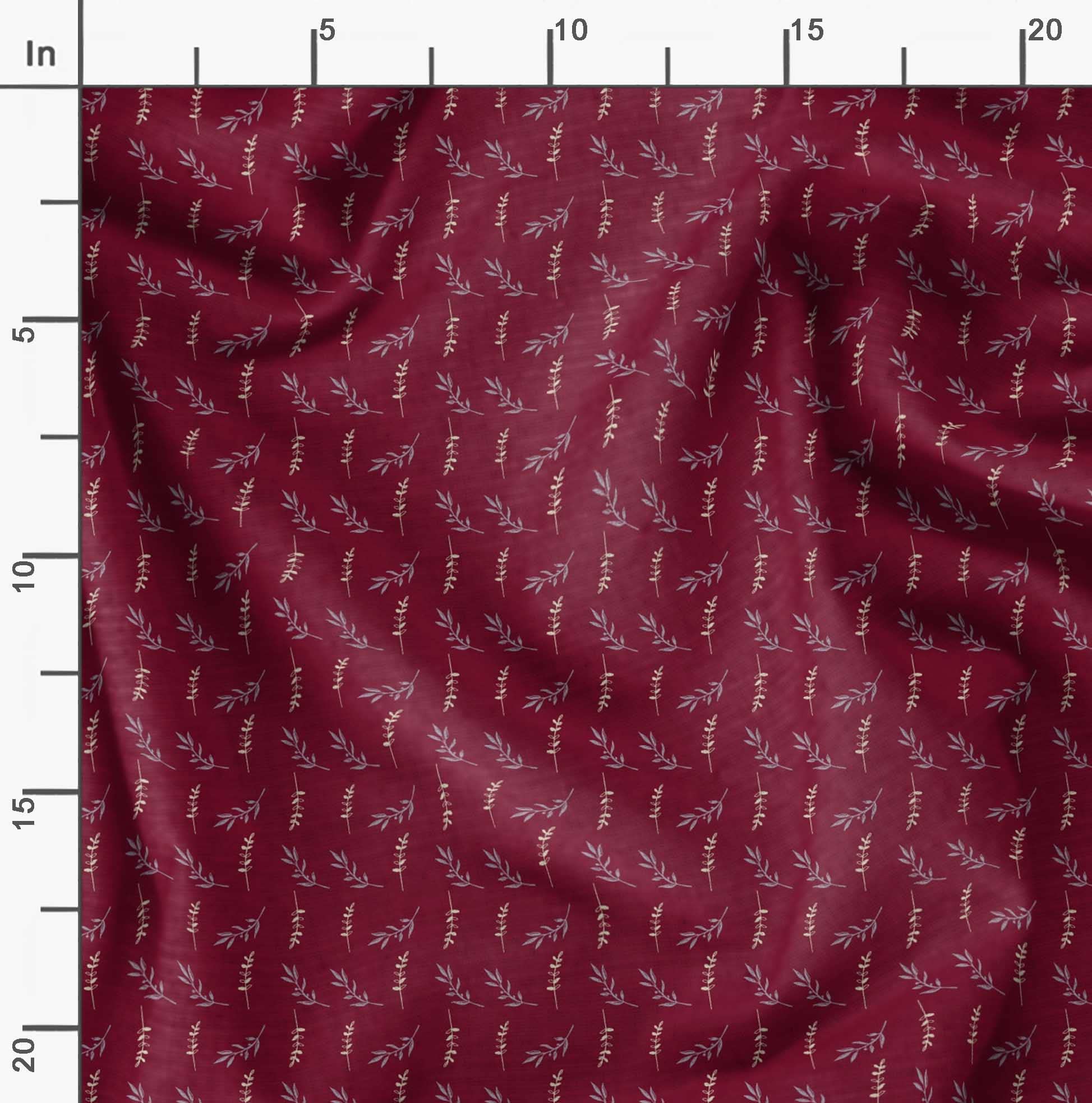 Soimoi Moss Georgette Red Fabric by The Yard - 42 Inch Wide Leaves Print Fabric for Dresses, Scarves & Home Decor | Nature-Inspired Elegant Printed Fabric for DIY Fashion & Interior Design Projects