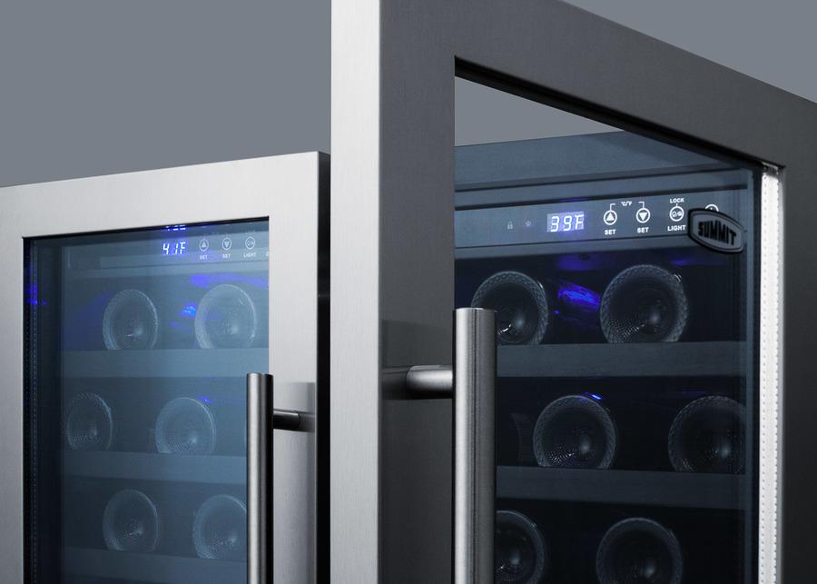 Summit SWC3066B 24-Inch Built-In Stainless Steel Wine Cooler - Dual Zone Temperature Control for Red & White Wines - Perfect for Home Bars, Kitchens & Wine Cellars