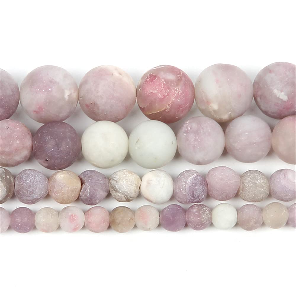 Matte Natural Stone Lilac Round Loose Beads 4-12mm for Jewelry Making, DIY Bracelets, Necklaces - Frosted Mineral Beads (10mm, 38Pcs) - Perfect for Boho, Handmade & Craft Projects