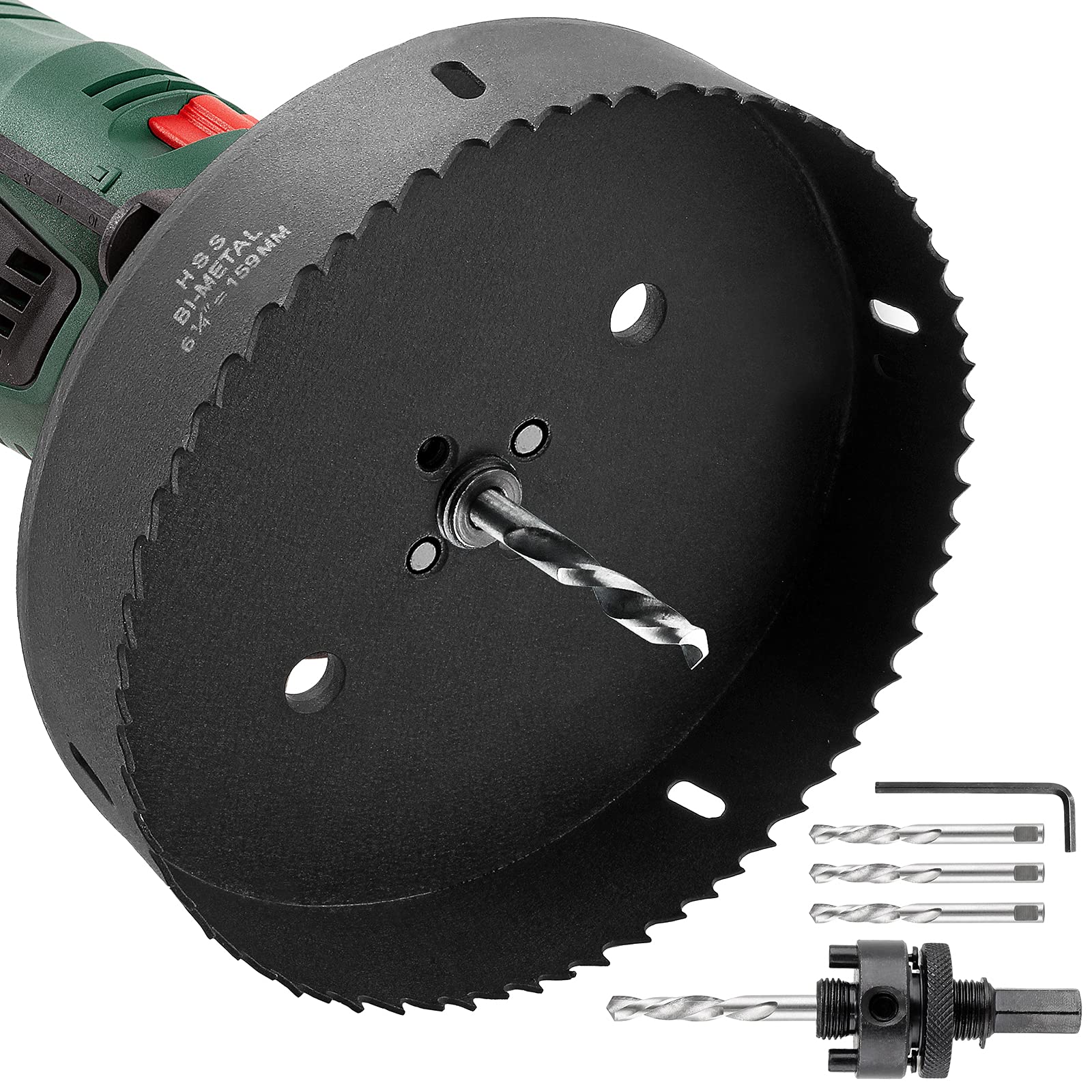 6.25 Inch Hole Saw - Heavy Duty HSS Bi-Metal Cutter for Wood, Metal & Plastic - DIY & Construction Use