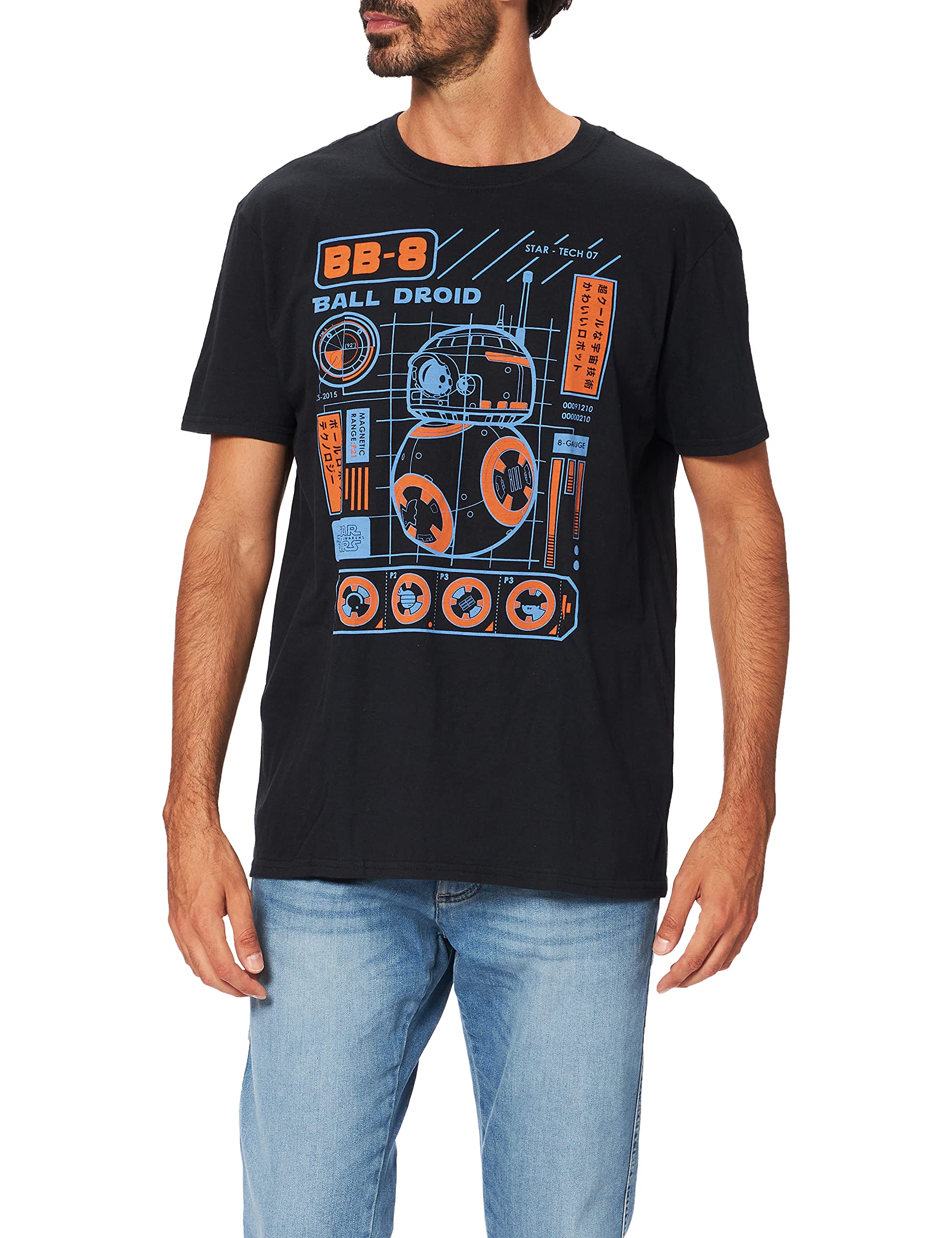 Funko Pop! Star Wars BB-8 Blueprint Men's T-Shirt - Officially Licensed Episode 7 Merchandise - Perfect for Fans, Cosplay & Everyday Wear